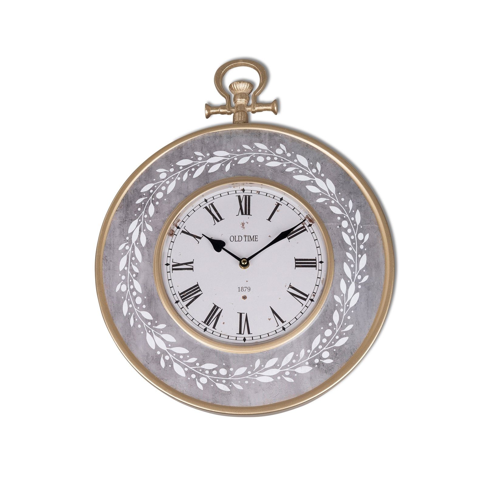 Wanduhr Wanduhr grau antik mit Ranke 38 cm