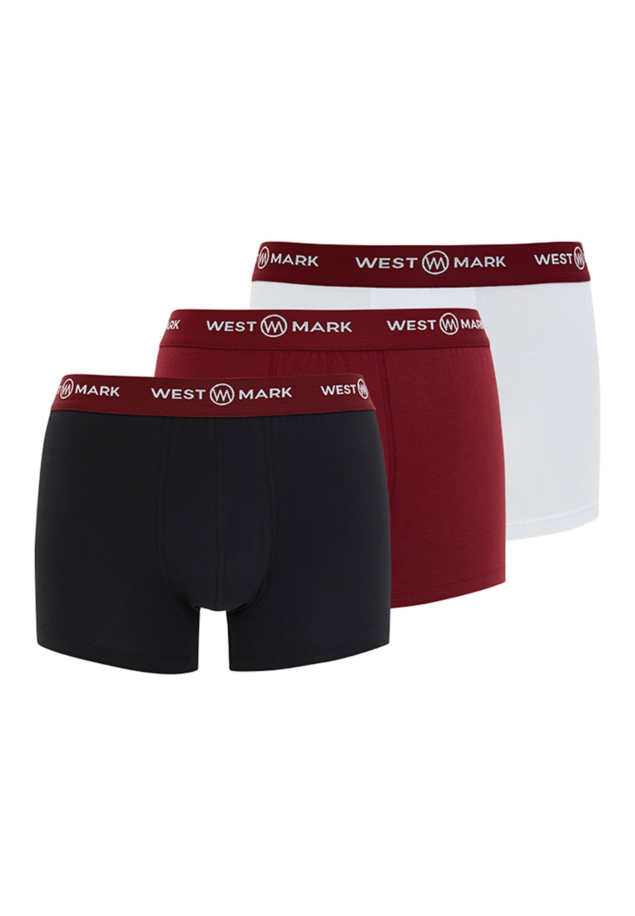 Pack Oscar / Ohne / Pant Eingriff LONDON Boxer Short Red 3-St) Retro Retro - Black White - WESTMARK 3er / (Spar-Set, - Baumwolle