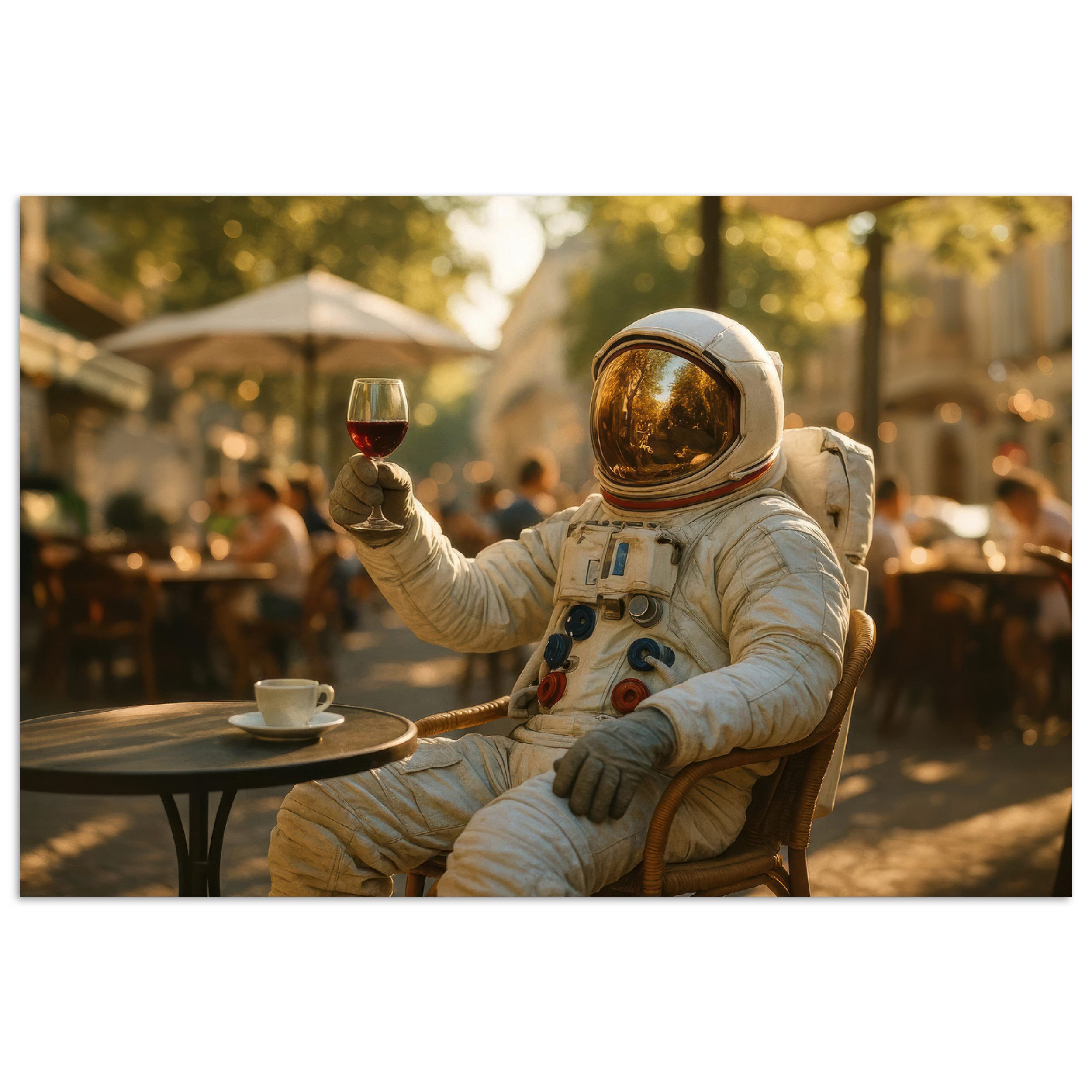 Poster Wein - Rot - Terrasse - Kaffee