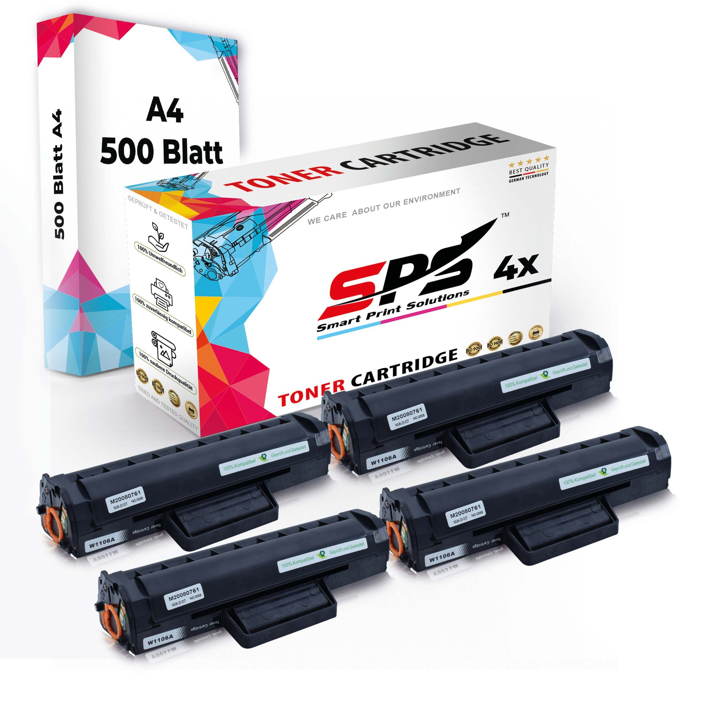 SPS Tonerkartusche Druckerpapier A4 + 4x Multipack Set Kompatibel für HP Laser 107 a, (4er Pack)