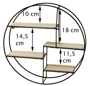 BigDean Wandregal 40 cm Durchmesser 4 Holzböden für Dekora