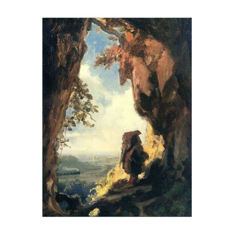 Bilderdepot24 Leinwandbild Alte Meister - Carl Spitzweg - Gnom, Eisenbahn betrachtend, Geschichten & Märchen