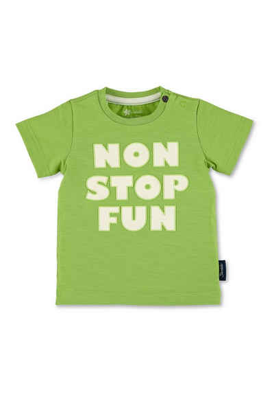 Sterntaler® Kurzarmshirt Kurzarm-Shirt (1-tlg) Baby Shirt - Kurzarmshirt Kinder - Kurzarm-Shirt mit Druck 'NON STOP FUN' in Hellgrün - T-Shirt Kinder aus Jersey mit Knöpfen an der linken Schulter