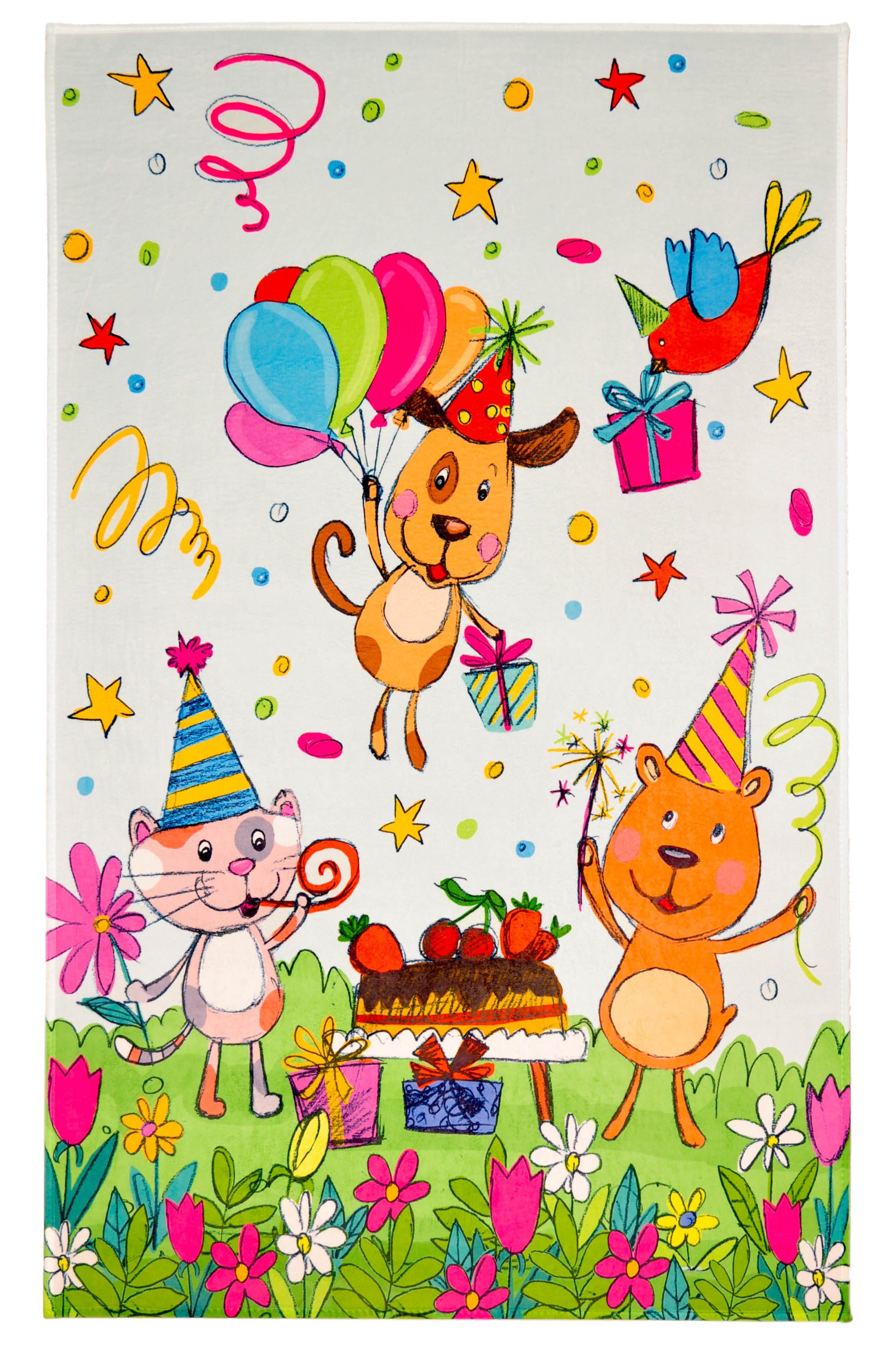 Böing Carpet Kinderteppich Geburtstag Tiere, rechteckig
