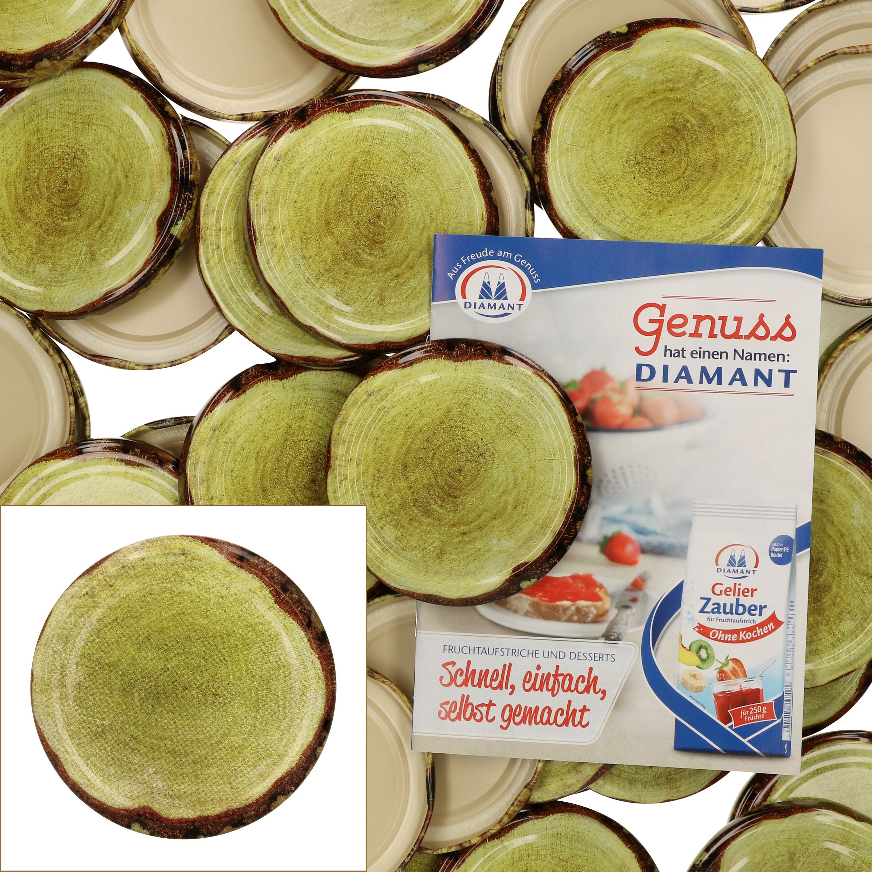 Einmachglas 50er Set Deckel To 82 Holzdekor passend 230ml / 350ml / 435ml Gläser