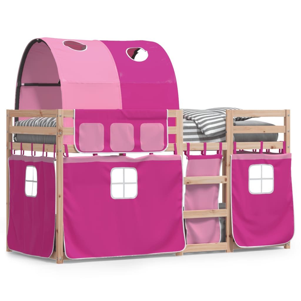 vidaXL Bett Etagenbett mit Vorhängen Rosa günstig online kaufen
