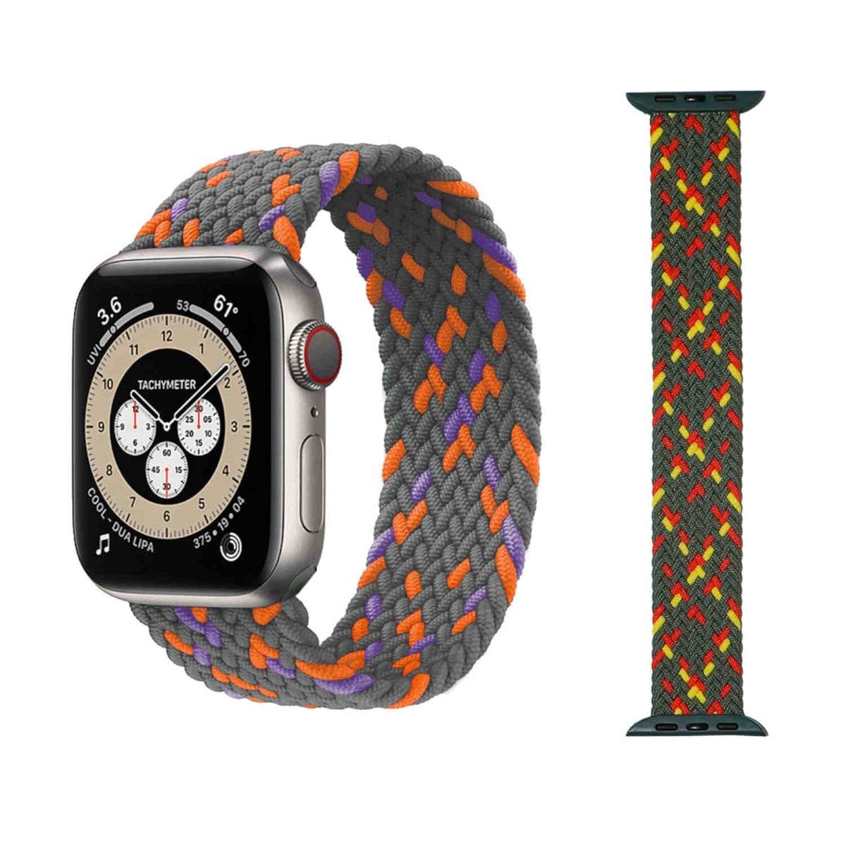 Wigento Smartwatch-Armband »Für Apple Watch Series Ultra 8 / 7 45 / 6 SE 5  4 44 / 3 2 1 42mm Größe L / Männer Uhr Nylon Armband Ersatz Sport Arm Band  Muster 18«