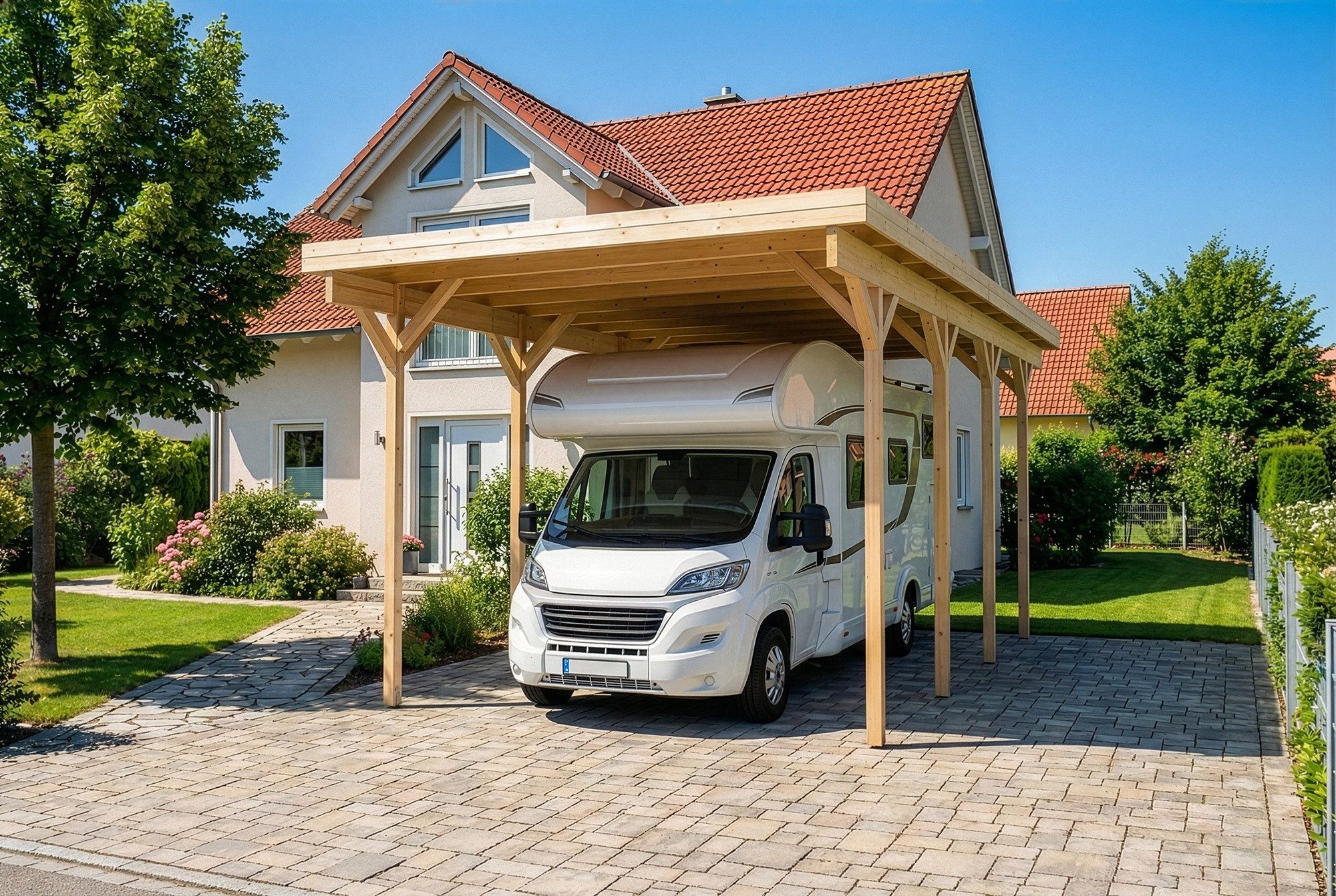 Alpholz Einzelcarport Wohnmobil Carport, BxT: 426x798 cm, in Naturbelassen