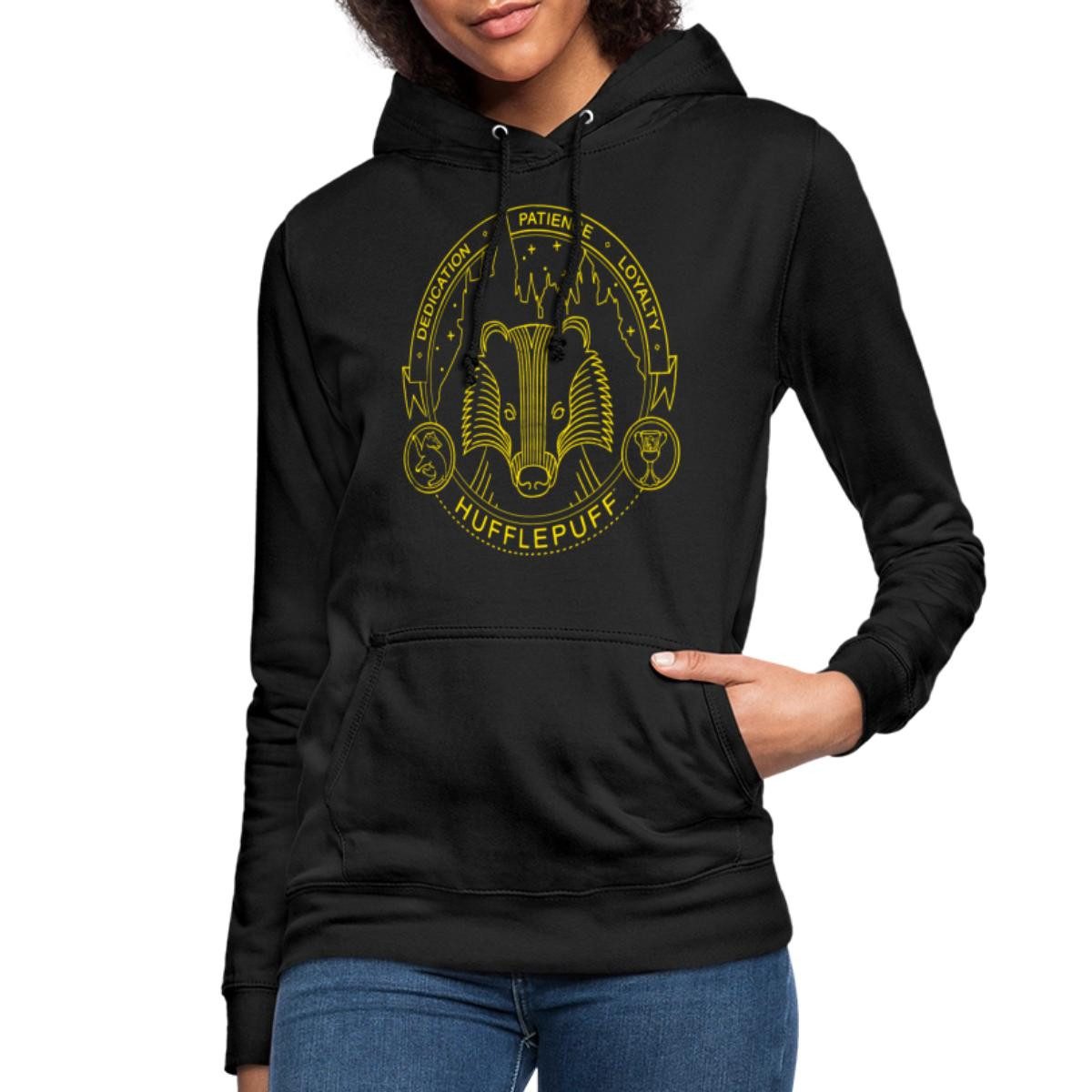 Spreadshirt Hoodie Harry Potter Hufflepuff Dachs Wappen Damen Hoodie (1-tlg)