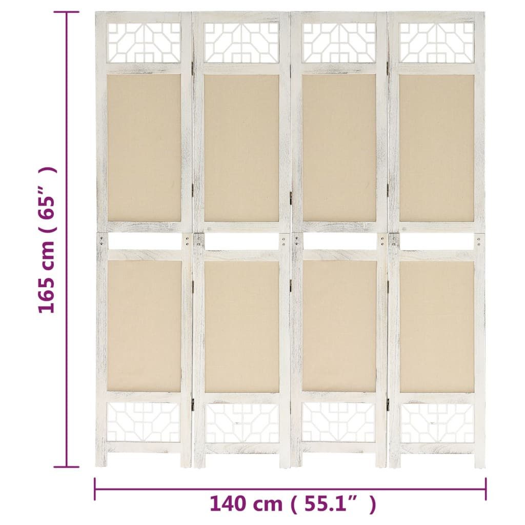 vidaXL Paravent Paravent 4-Panel Room Divider Cream 140x165 cm Fabric