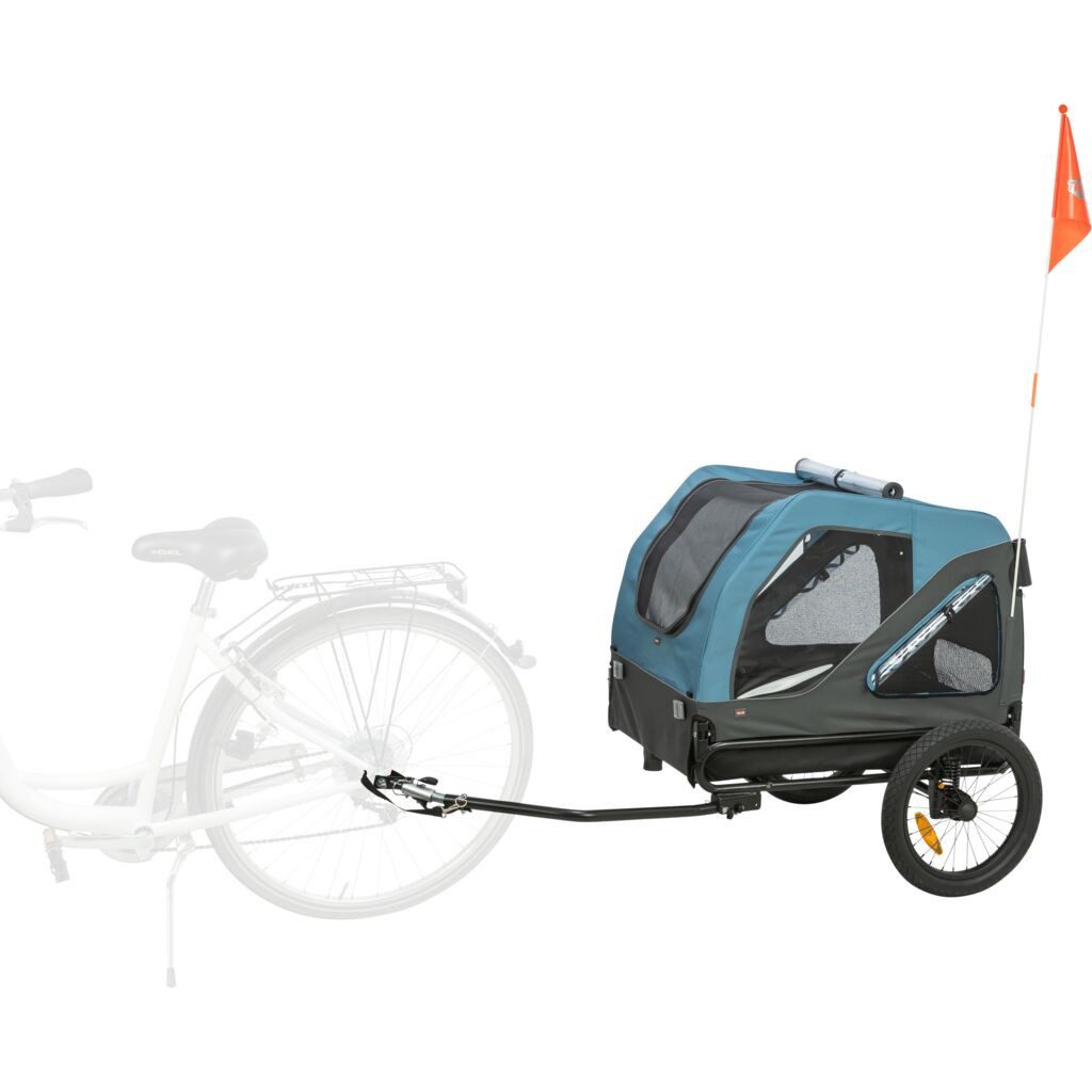 TRIXIE Fahrradhundeanhänger Fahrradanhänger für Hunde - blau/grau - 81 × 90 × 102/145 cm