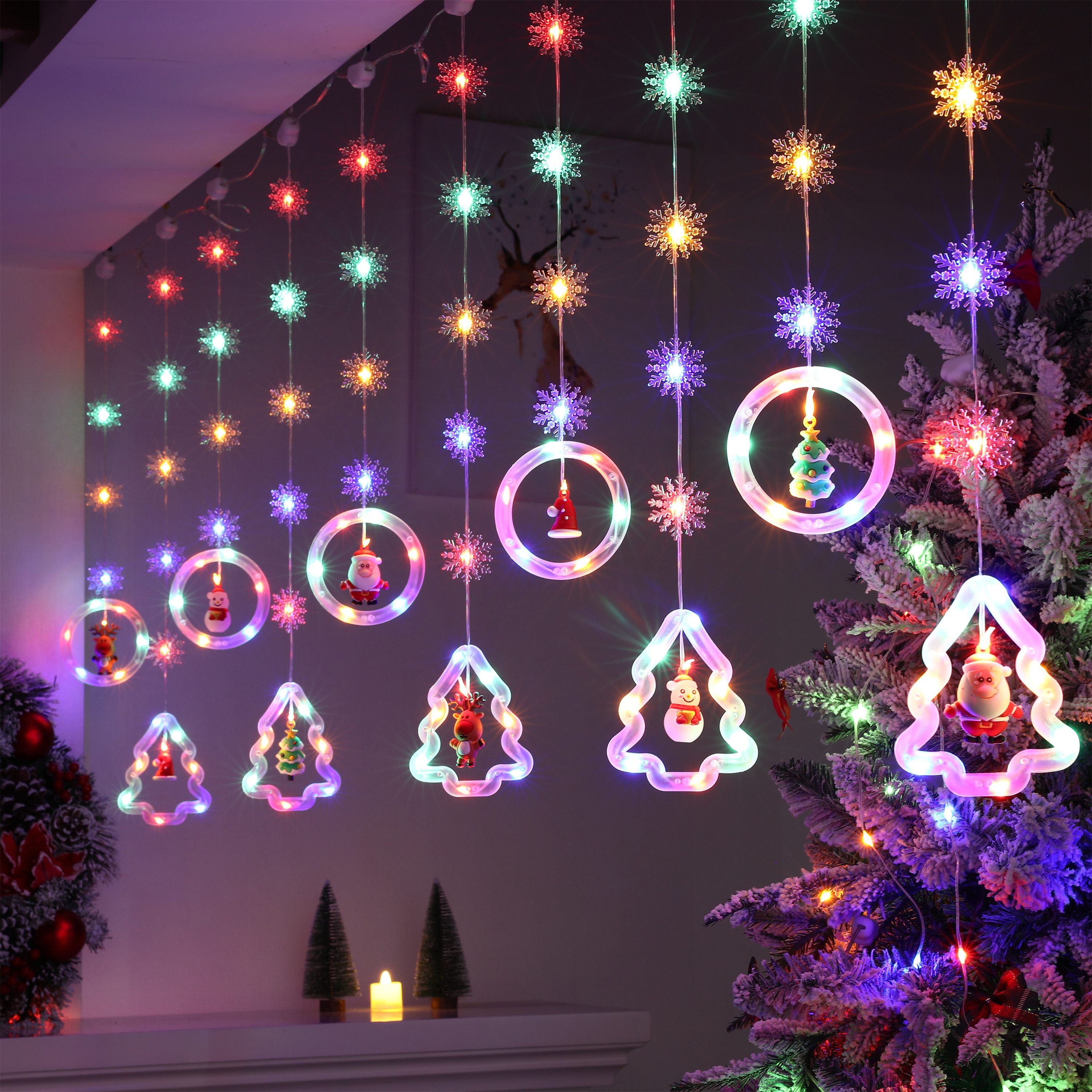 LED-Lichterkette Weihnachtsstern Vorhang Lichter, 8 Modi, 3M