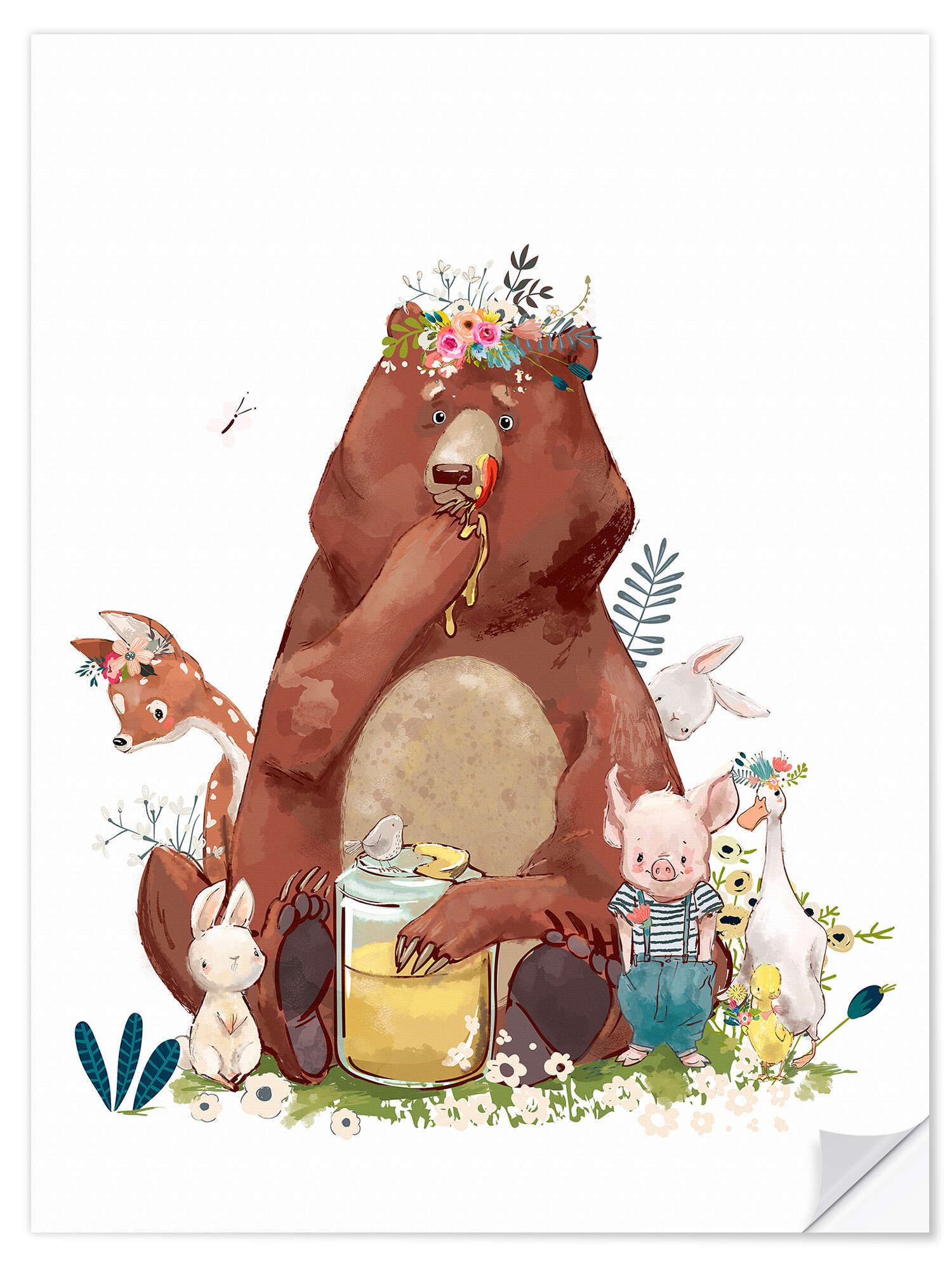 Posterlounge Wandfolie Eve Farb, Waldfreunde, Babyzimmer Illustration
