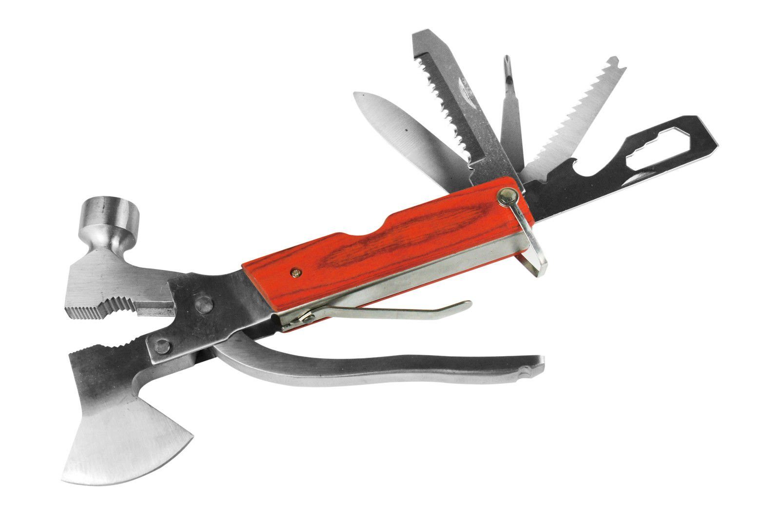 BAYLI Campinghammer 12 in 1 Camping Multitool mit Hammer Zange Beil Säge Schraubendreher