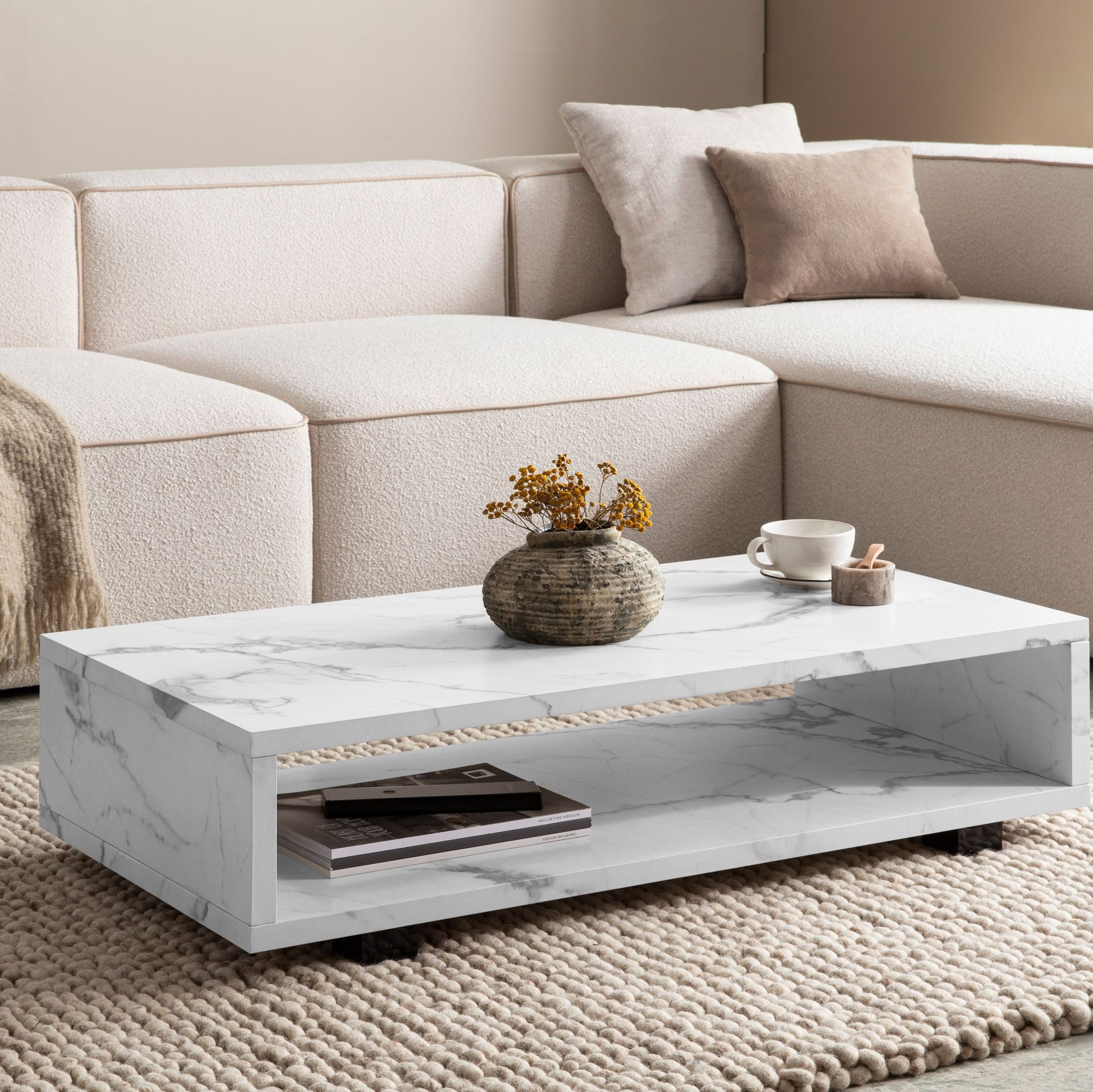 FINEBUY Couchtisch FB59787 (Wohnzimmertisch Marmor Optik, günstig online kaufen