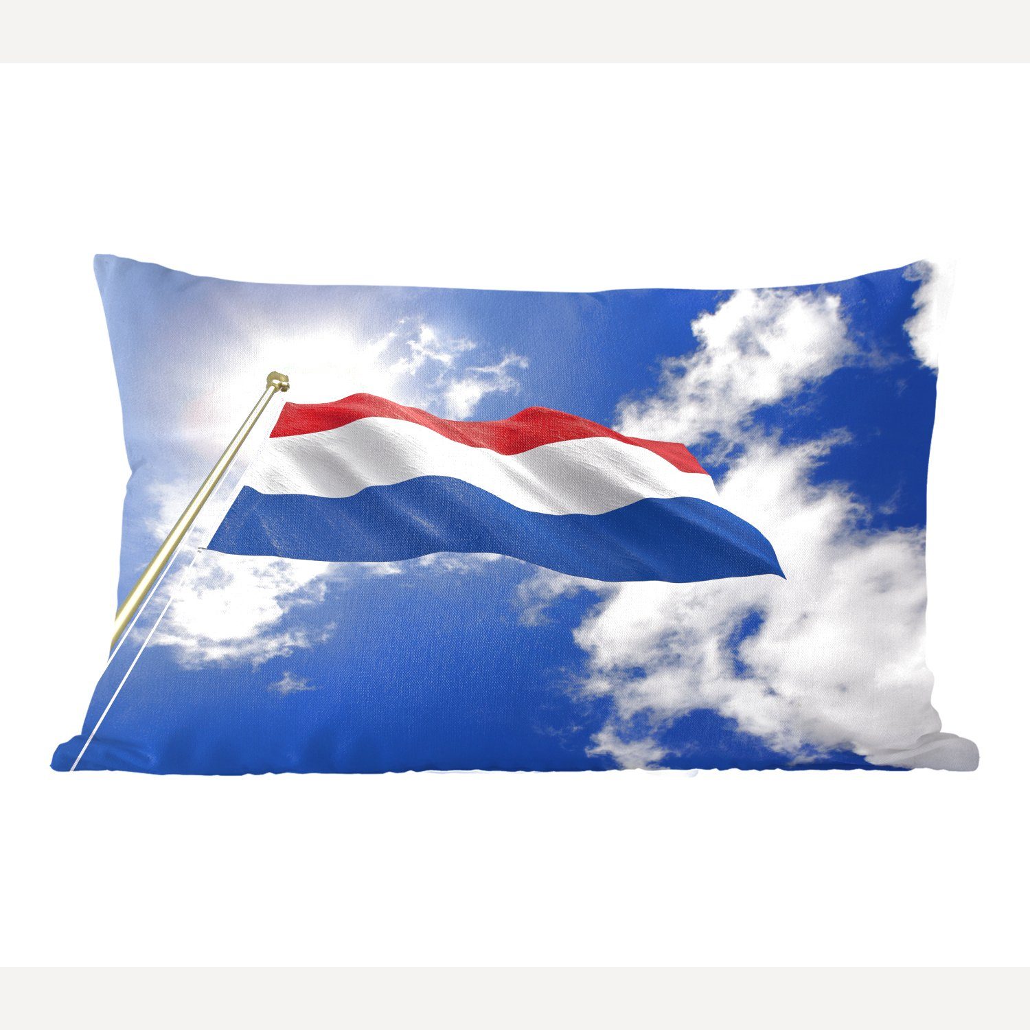 MuchoWow Dekokissen Die Flagge der Niederlande weht am Himmel, Wohzimmer Dekoration, Zierkissen, Dekokissen mit Füllung, Schlafzimmer