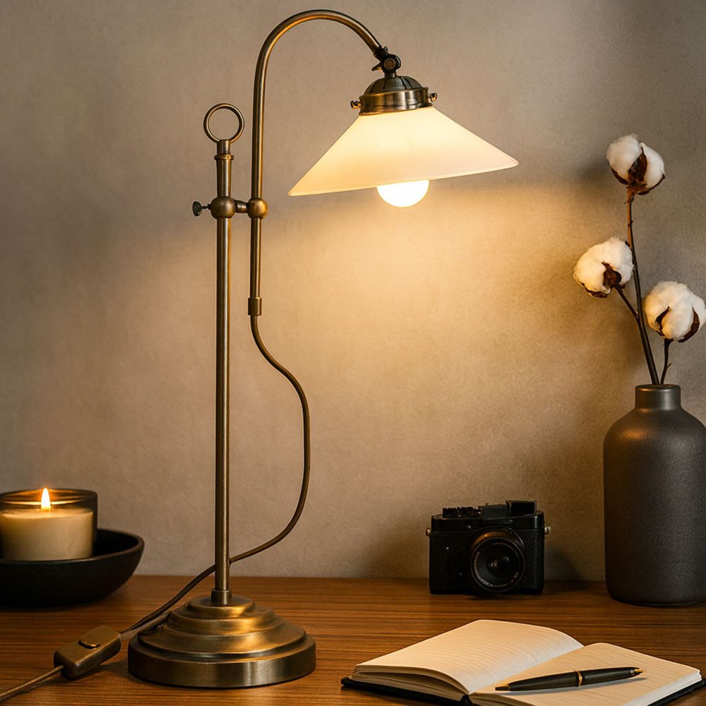 GLOBO LIGHTING Schreibtischlampe, Leuchtmittel inklusive, Warmweiß, Tischlampe Nachttischleuchte LED Leselampe höhenverstellbar H 54 cm