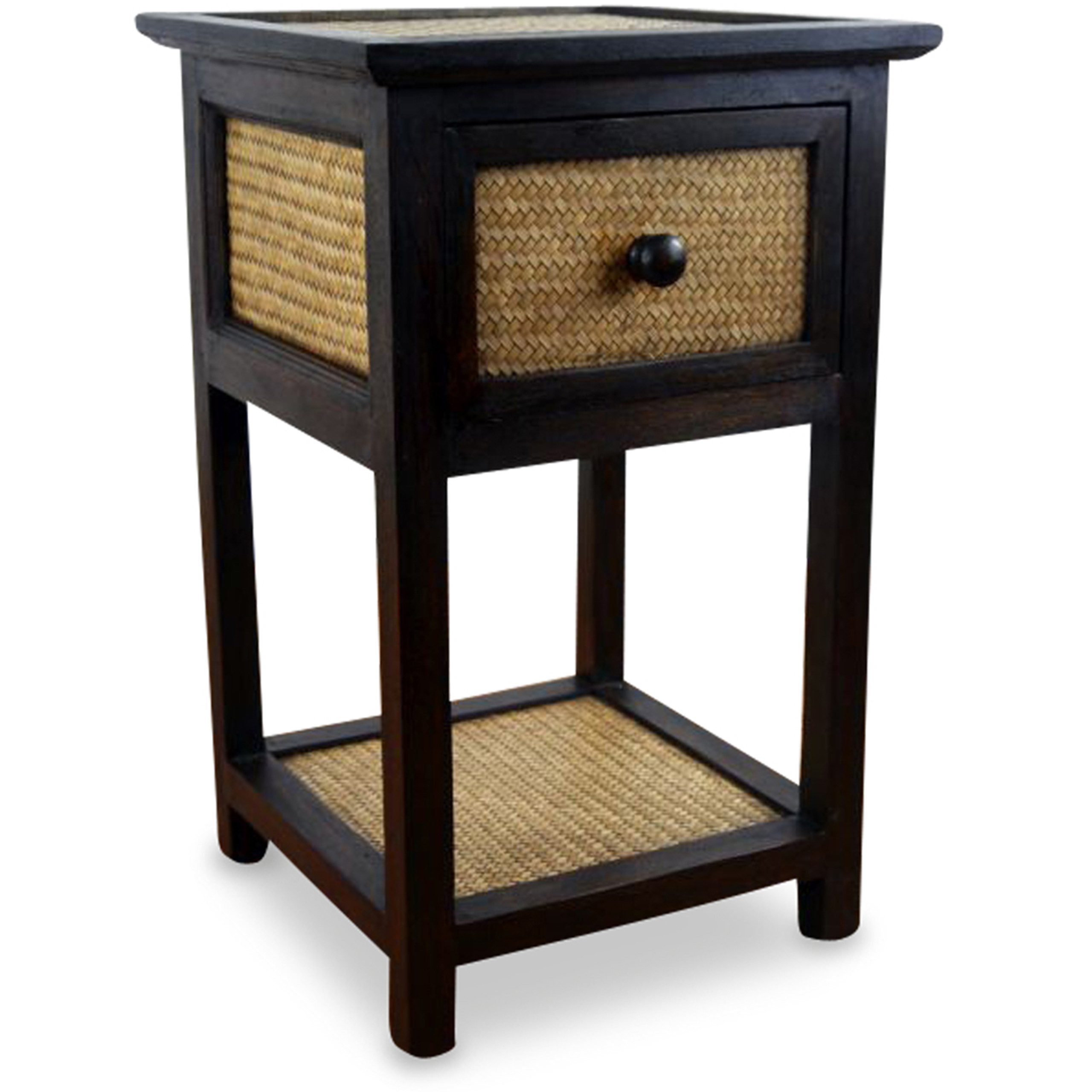 livasia Nachtschrank Rattan Nachttisch 35x35x55cm – Handgefertigt mit Schublade