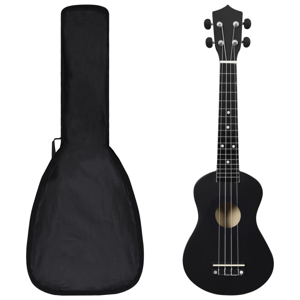 vidaXL Ukulele Sopran-Ukulele-Set mit Tasche für Kinder Schwarz 23"