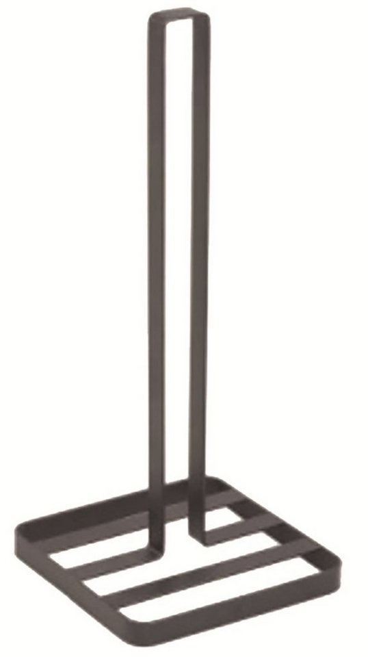 MSV Küchenrollenhalter Design, Papierrollenhalter für die Küche, Metall,  schwarz matt, 14x14x32,5 cm