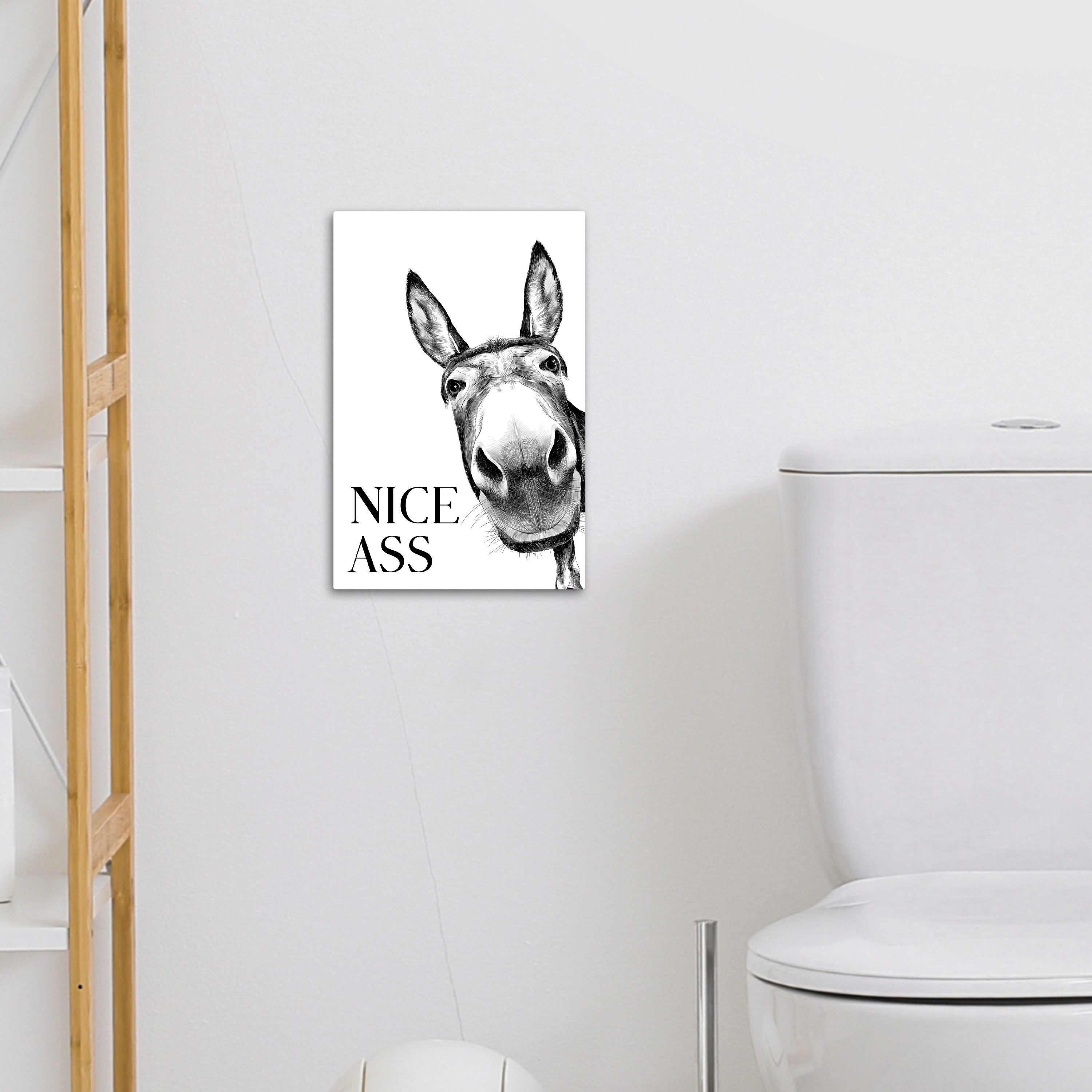 OneMillionCanvasses® Leinwandbild Zitat - Esel - Dieren - Nice ass - Sprüche, Fotodruck (1 St), Badezimmer Deko, Bilder WC, Toilette Wanddeko 20x30 cm – Bild 4 von 5