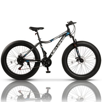 Velors Fatbike 26 Zoll Fat Tire 4.0 Hardtail MTB Herren Damen, geeignet ab 170 cm, 21 Gang Shimano Tourney TZ-500 Schaltwerk, Kettenschaltung, mechanische Scheibenbremse, Fat Bike Mountainbike