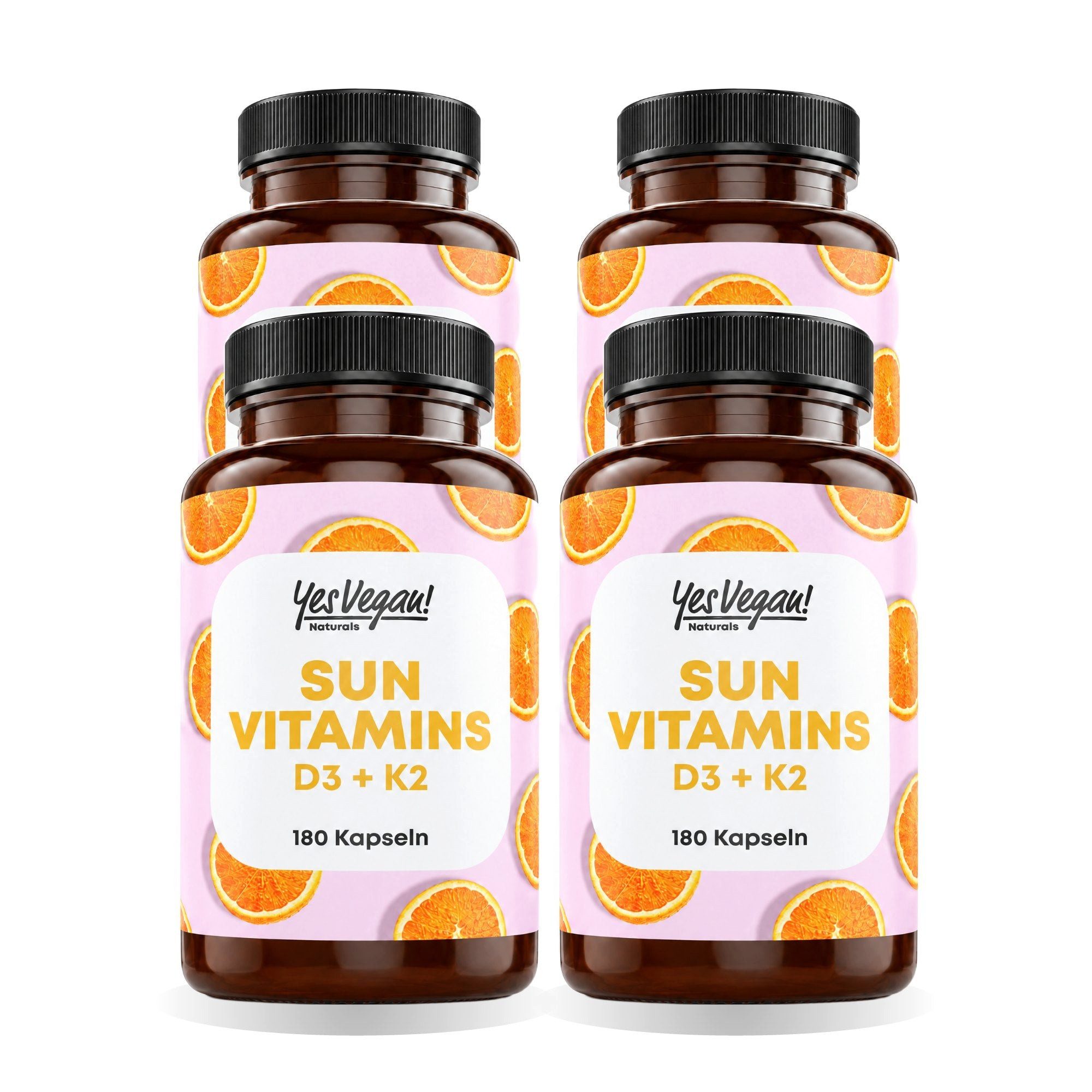Yes Vegan Vitamin D3 K2 Omega 3 hochdosiert, 5000 IE Depot Kapseln, 4 er Spar-Set à 180 St., 92 g, vegan, laktosefrei, glutenfrei