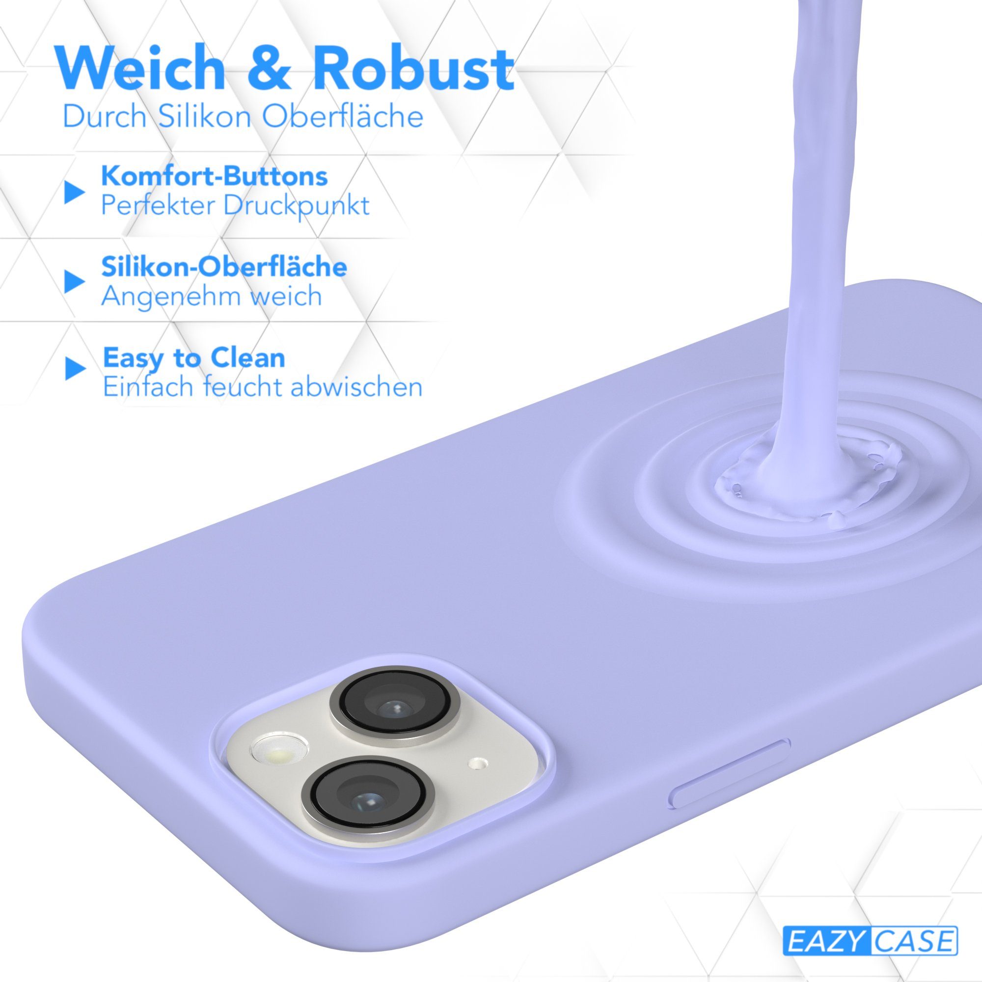 EAZY CASE Handyhülle Premium Silikon Case für Apple iPhone 14 6,1 Zoll, Handytasche aus Silikon Slimcover stoßfest Violett / Lila Lavendel – Bild 4 von 5