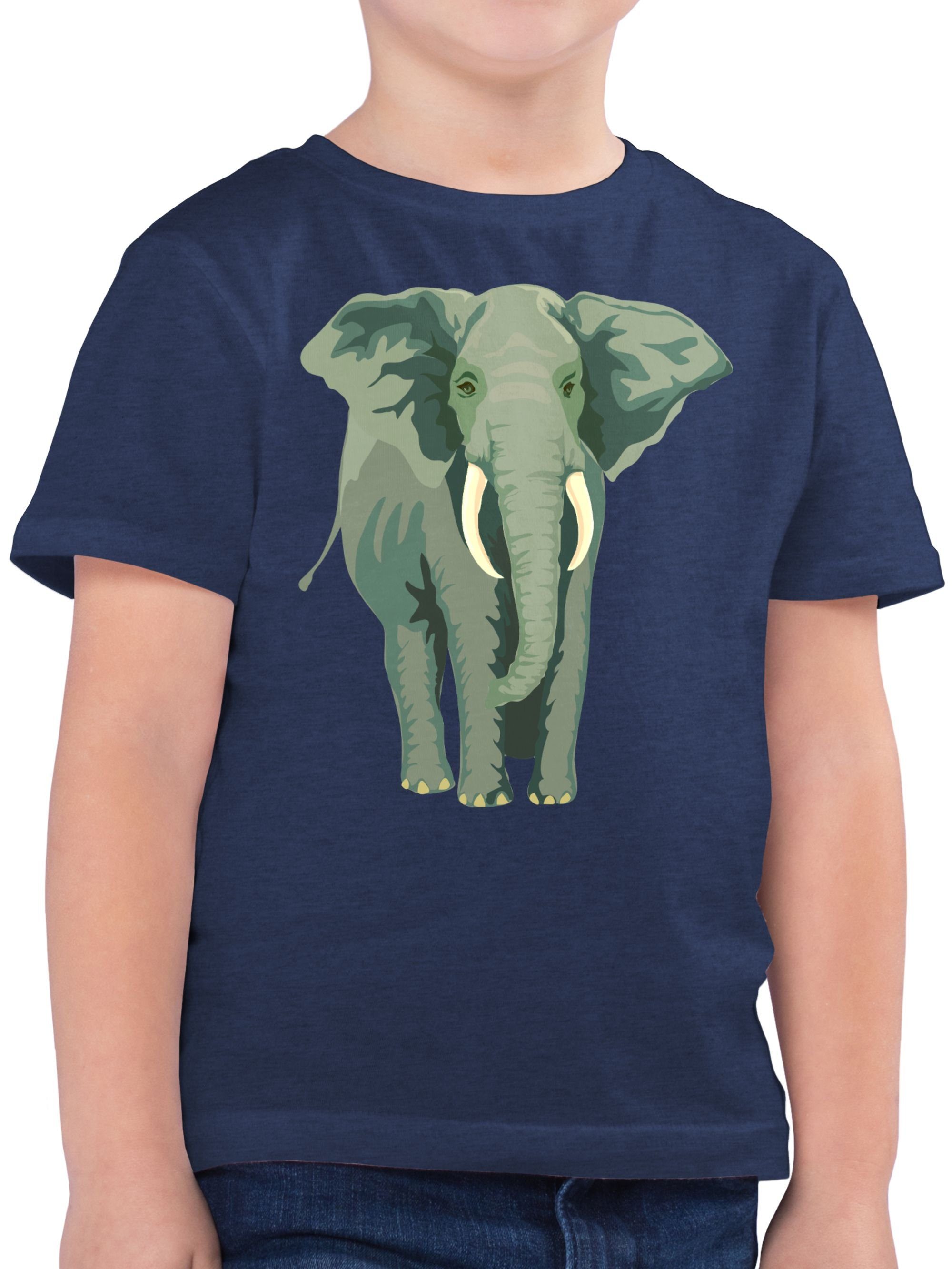 Shirtracer T-Shirt Elefant - Tiermotiv Animal Print - Jungen Kinder T-Shirt  t-shirt 128 jungen - tshirt elefant kinder - elefanten shirt