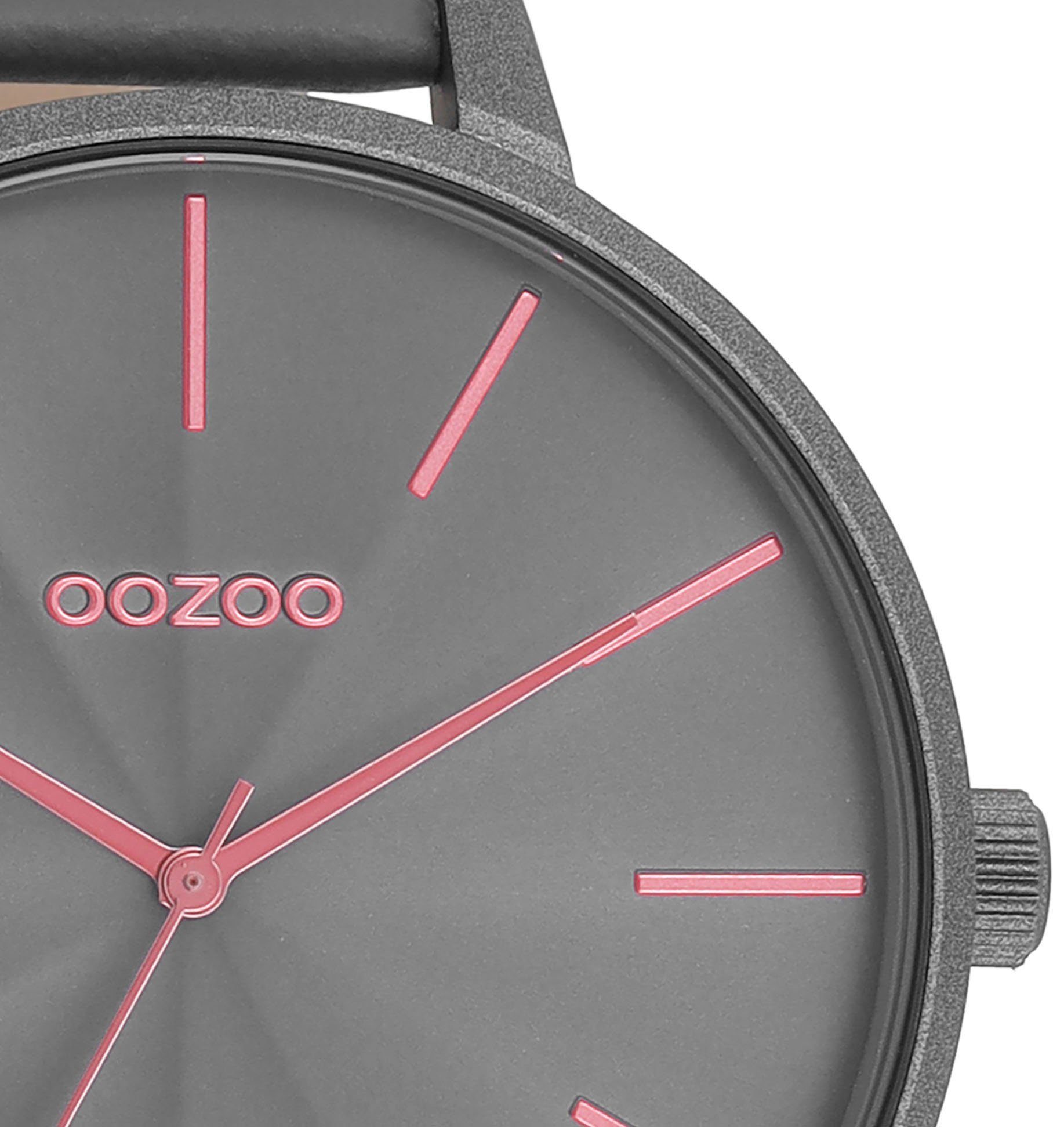 OOZOO Quarzuhr C11254, Gehäuse aus Ø ca. IP-beschichtet, Metall, dunkelgrau 48 mm