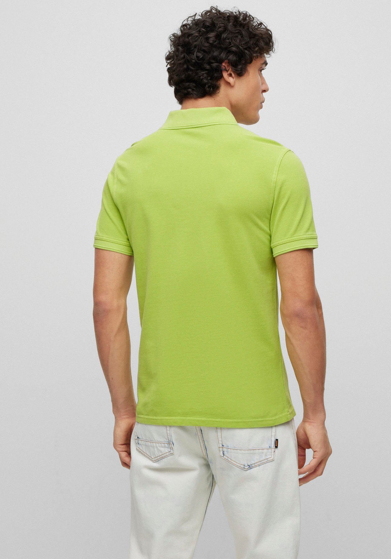 Poloshirt Prime BOSS Brustkorb Logoschriftzug Bright am mit ORANGE Green