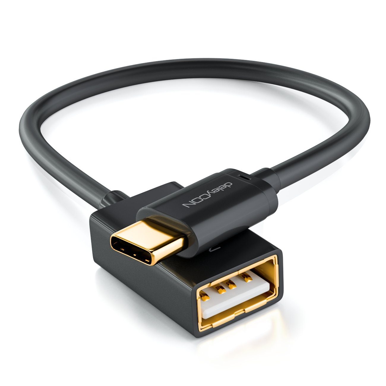 deleyCON »deleyCON 0,1m USB OTG Adapter / USB C-Stecker zu USB A Buchse USB  2.0 - Schwarz« Smartphone-Adapter