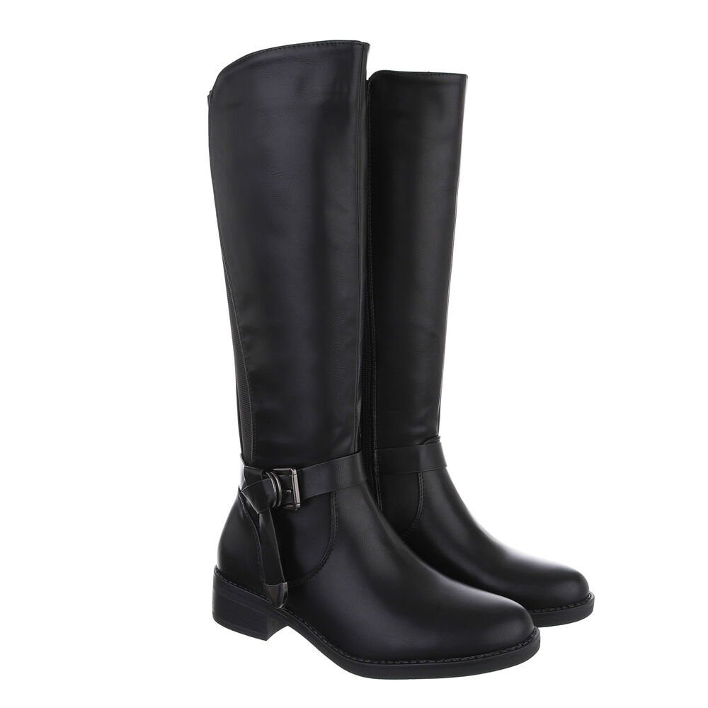 Ital-Design Damen Freizeit Stiefel (85757828) Blockabsatz Flache Stiefel in Schwarz