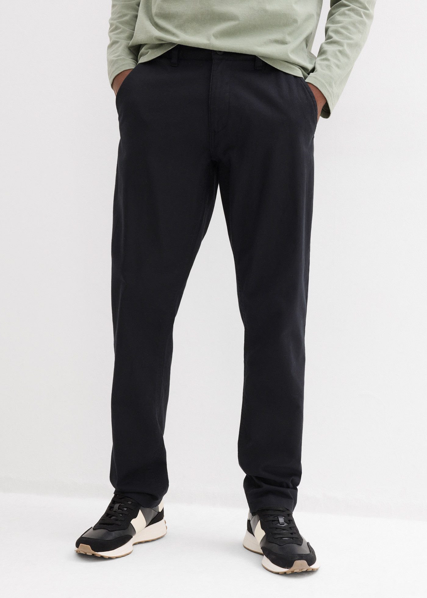 bonprix Chinohose aus Leinen und Baumwolle, Regular Fit, im Chino-Stil