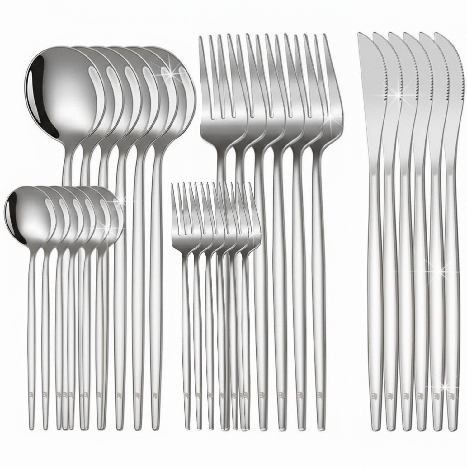 Roxlin Besteck-Set 30-teiliges Edelstahl-Besteckset modern & elegant 4 Farbe