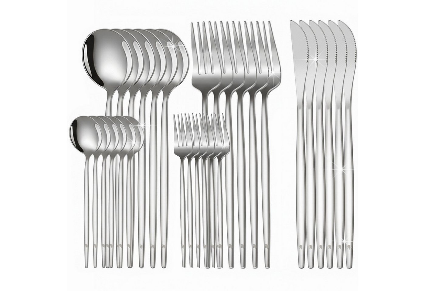 Roxlin Besteck-Set 30-teiliges Edelstahl-Besteckset modern & elegant 4 Farbe