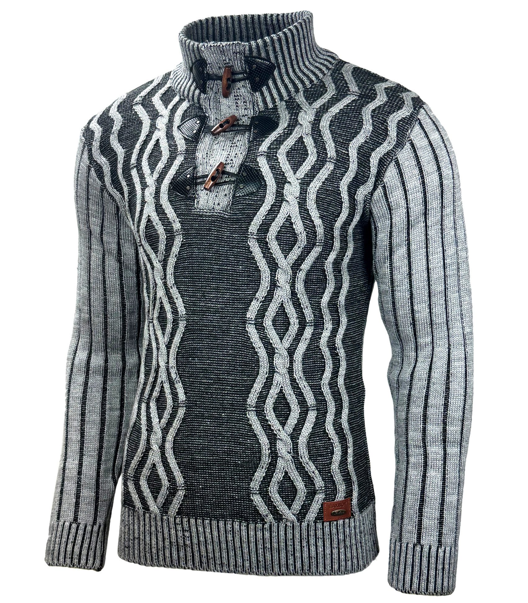 Strickpullover Baxboy Herren Pullover Hoher Kragen Stehkragen Strickpullover B-291
