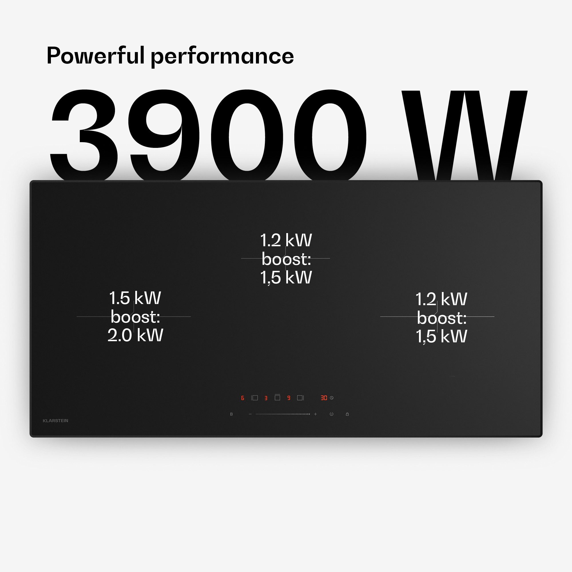 Klarstein Induktions-Kochfeld Velaire, Elektrische Kochfelder 3 Kochzonen Slim 3900 W Touch Timer