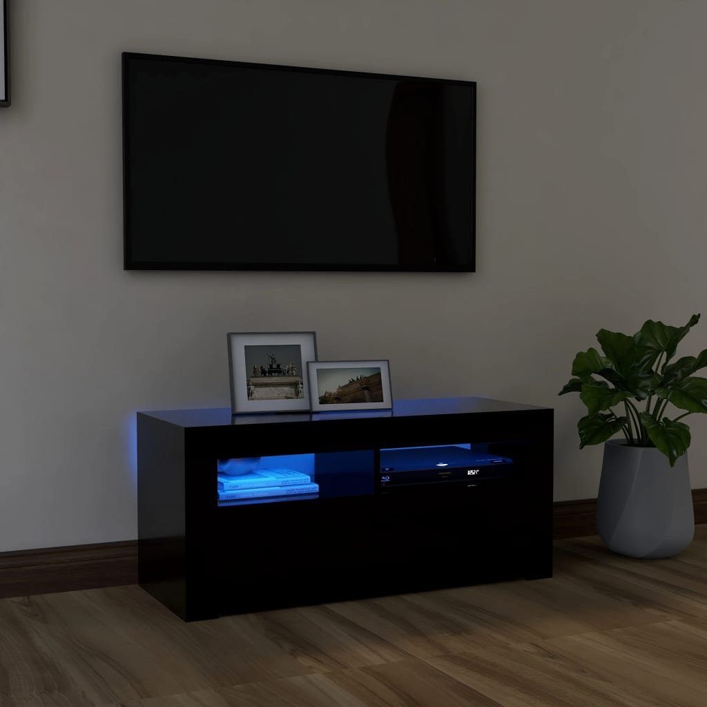 vidaXL TV-Schrank TV-Schrank mit LED-Beleuchtung Schwarz 90x35x40 cm (1-St)