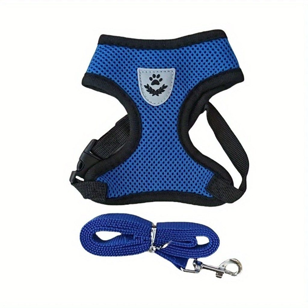 Ledander Hunde-Geschirr Verstellbares Hundegeschirr Set,Mesh-Geschirr Atmungsaktiv, Geschirr für Kleine und Mittelgroße Hunde und Katzen, Reflektierend