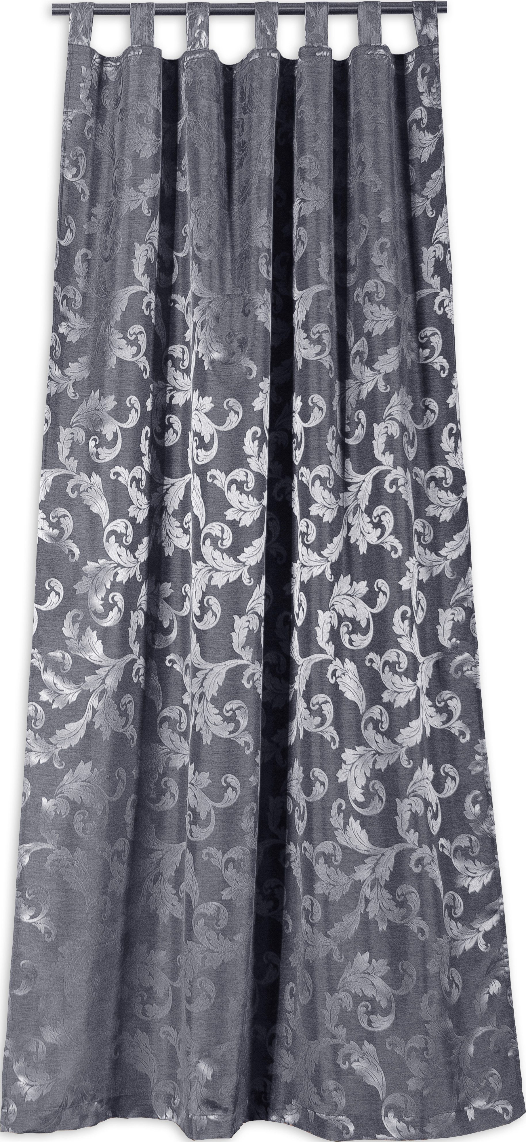 Clever-Kauf-24 Gardine Schlaufenschal Lyon Barock silber 140 cm x 245 cm, b günstig online kaufen