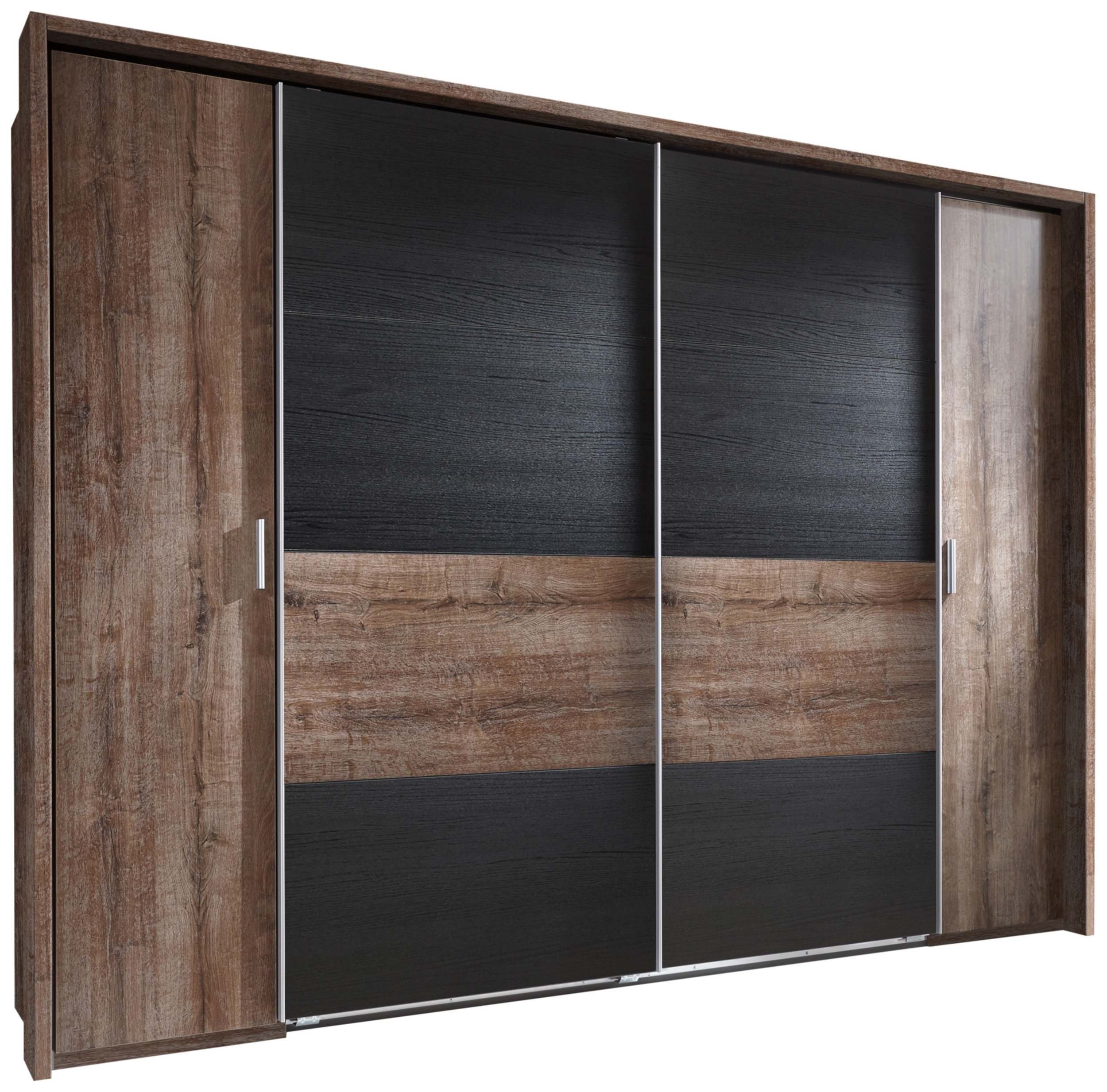 Stylefy Schokolade mit Mehrzweckschrank) Stauraum, viel und Maria Optik mit Schwebetürenschrank Schwebetüren, Design, 2 (Kleiderschrank, Eiche Modern Schwarz Kleiderstangen und 10 - Dreh- Einlegeböden