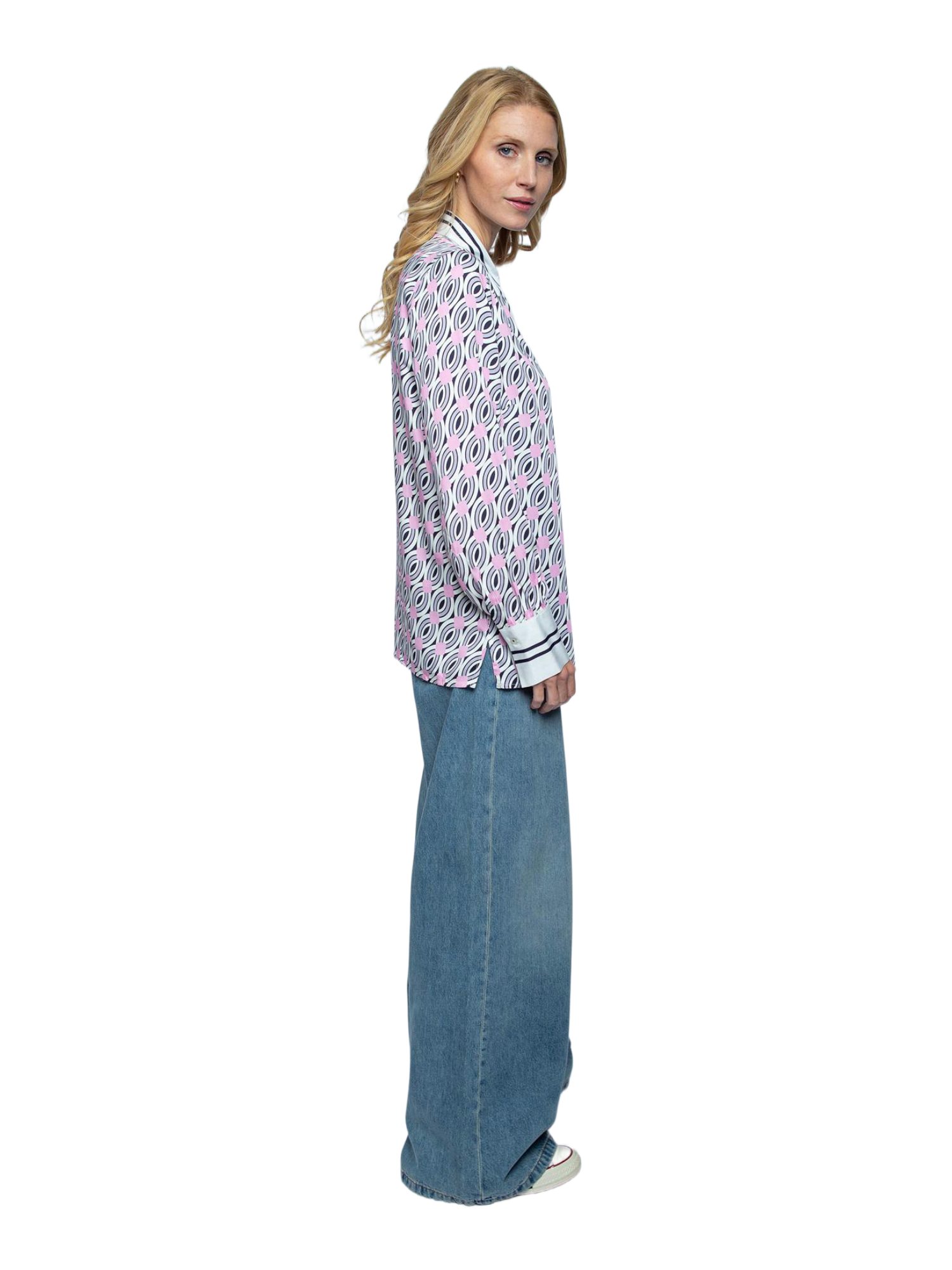 Emily Van Den Bergh Blusenshirt bunt,Freizeit,Viskose,Allover-Print,Kent,Lang,Relaxed Fit