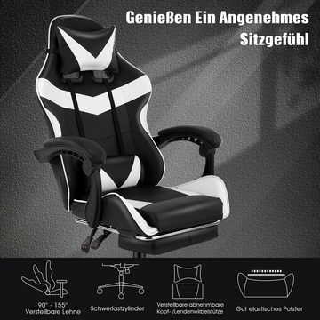 WILGOON Gaming-Stuhl Gaming Chair Ergonomischer Bürostuhl mit Fußstütze, Kopfstütze, Gamer Stuhl mit Lendenkissen, Maximale Belastung 150 kg, 360° drehbar