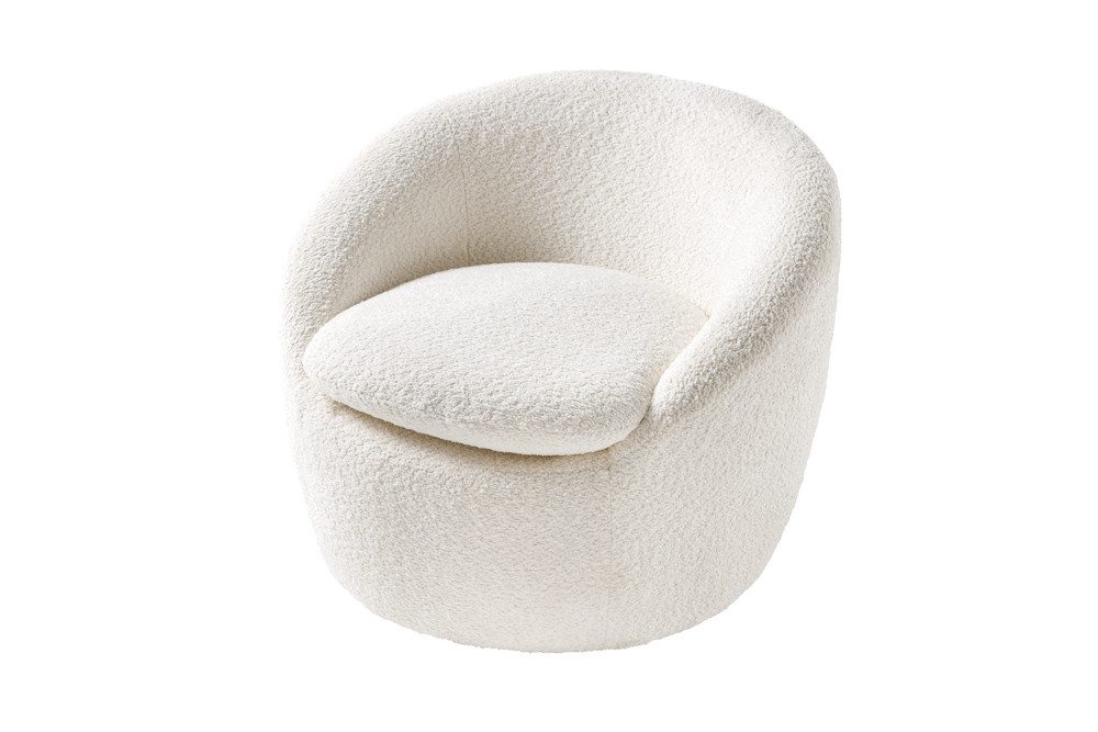 riess-ambiente Drehsessel ALPINE weiß (Einzelartikel, 1-St), Wohnzimmer · Bouclé · Teddy-Plüsch-Stoff · 360° drehbar · mit Armlehne