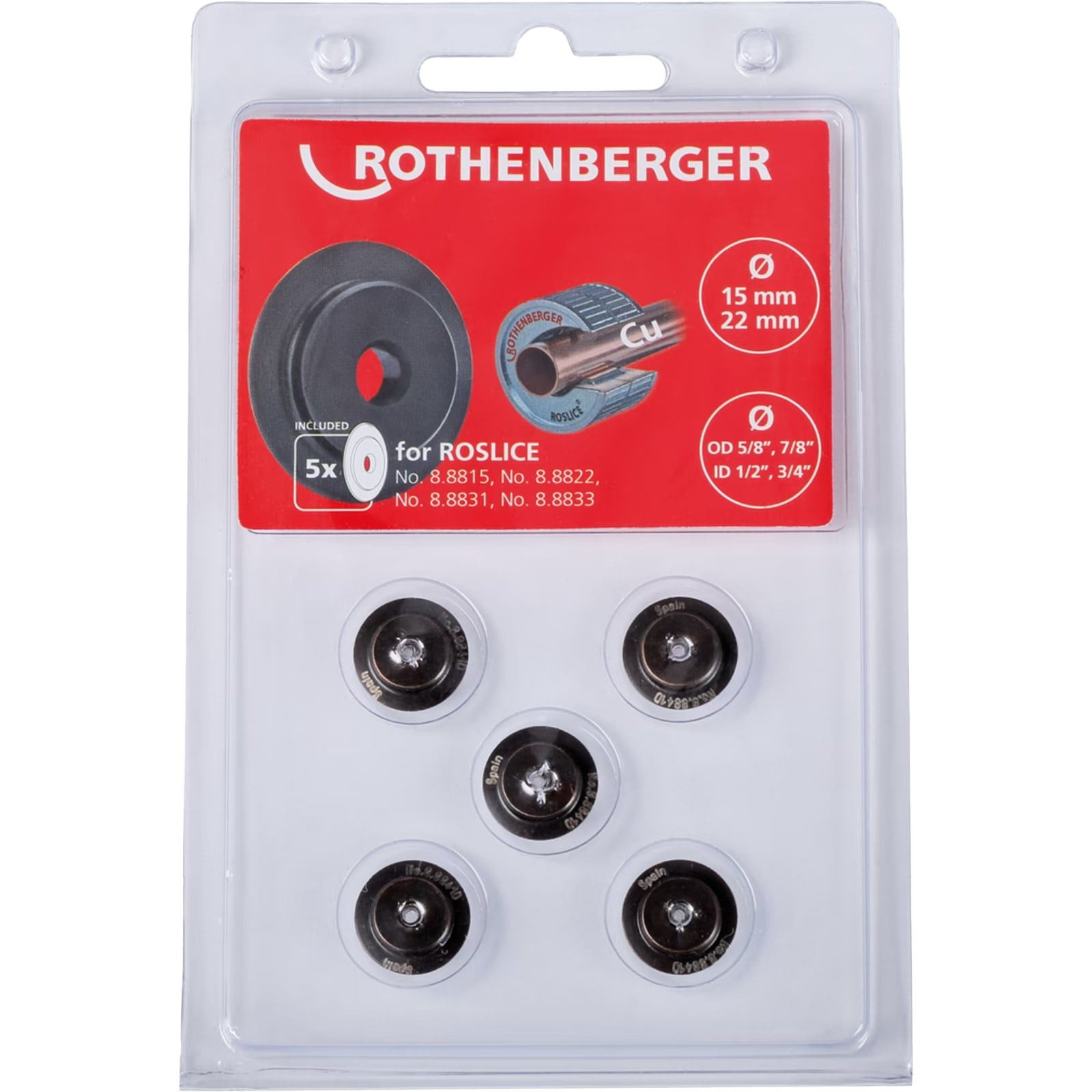Rothenberger Sanitär-Installationsset ROTHENBERGER Schneidrad für ROSLICE 15 und 22mm, 5/8 und 7/8", 5 Stück