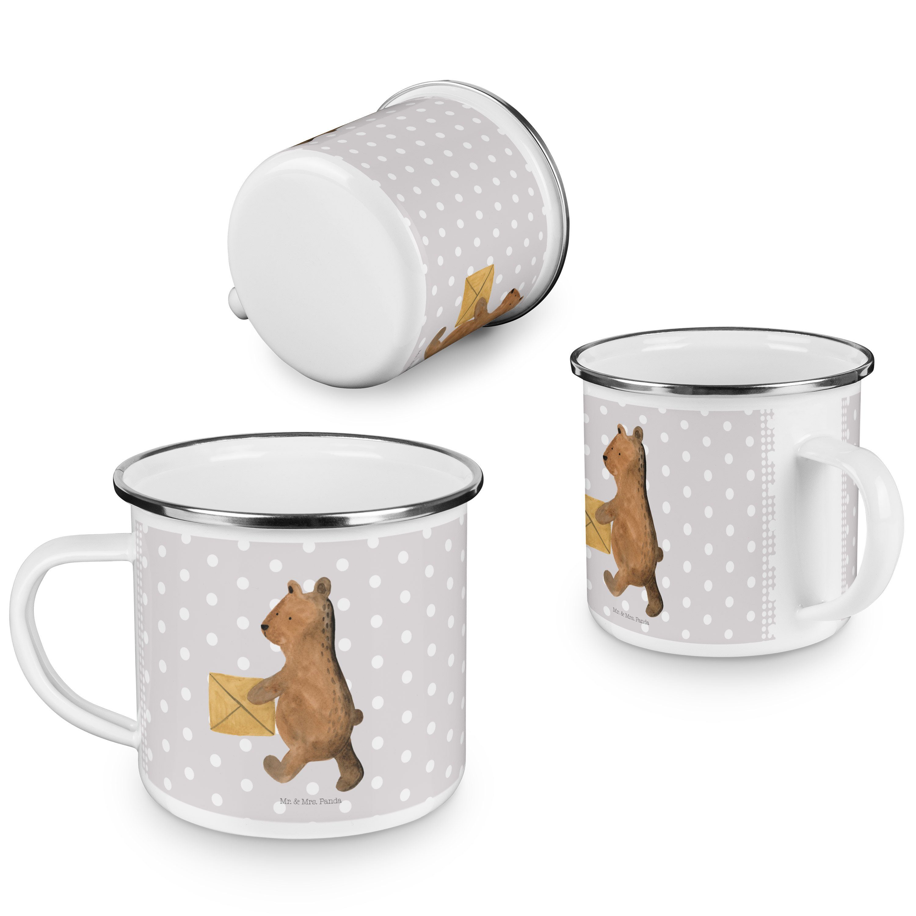 Becher Einzugsgeschenk Ei, Geschenk, Zuhause - - Pastell Panda Mr. & Emaille Grau Bär Bär Mrs. Zuhause