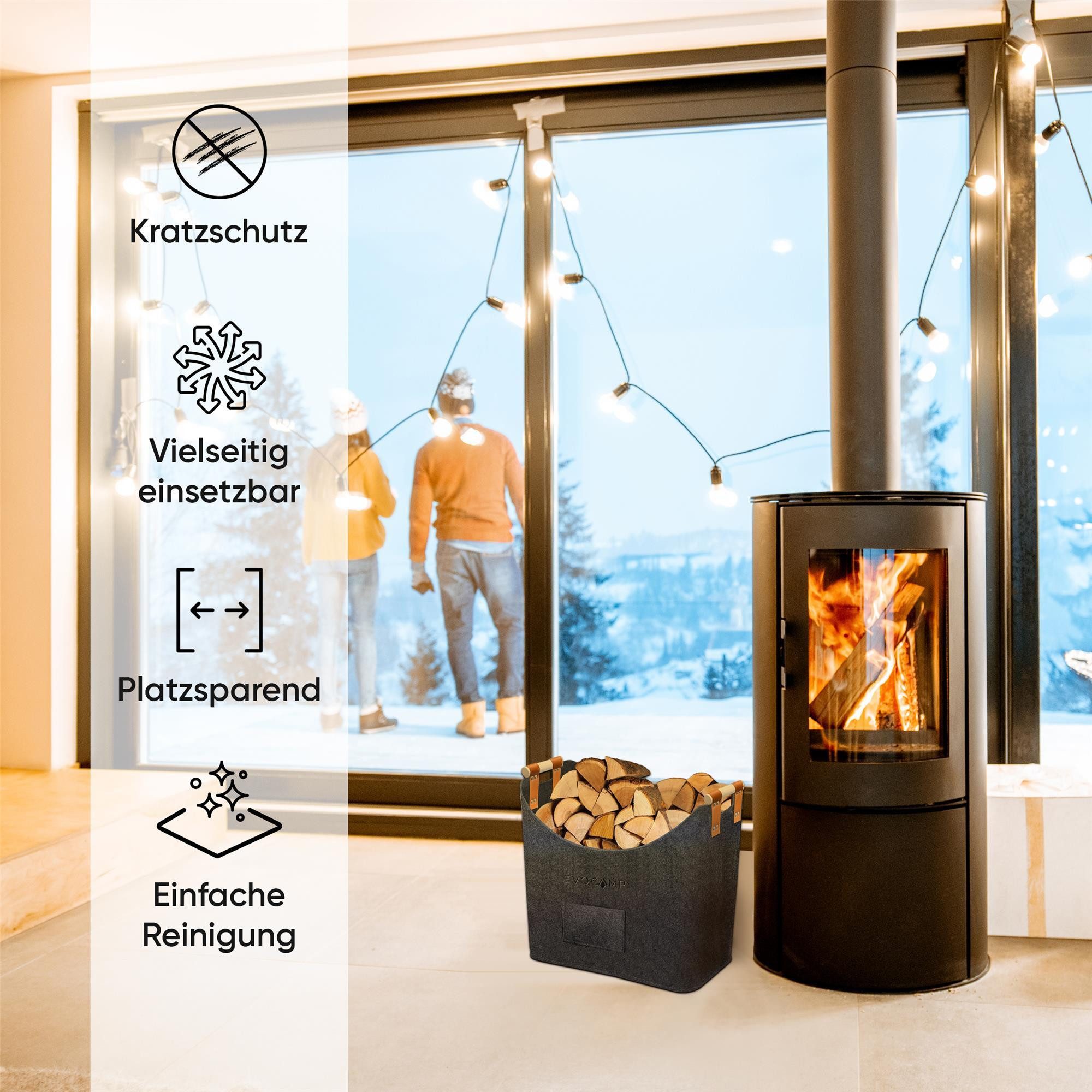 EVOCAMP Kaminholzkorb Filzkorb XXL Filztasche für Brennholz Zeitungen und m günstig online kaufen