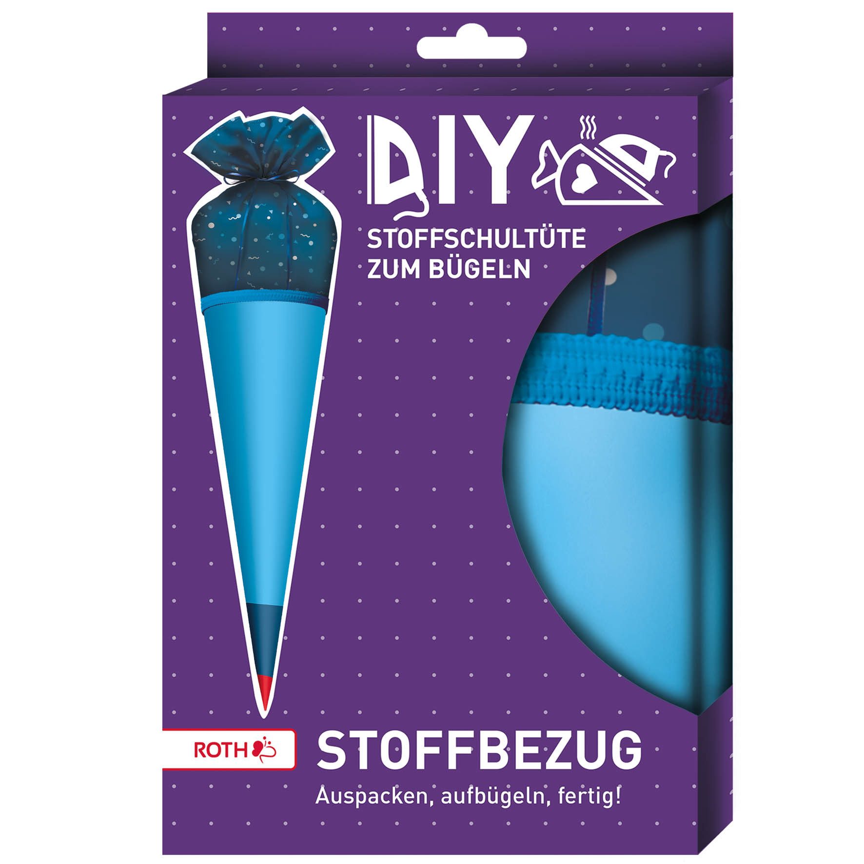 Roth Schultüte Roth DIY Stoffschultüte blau, 70cm, Verschluss Stoff