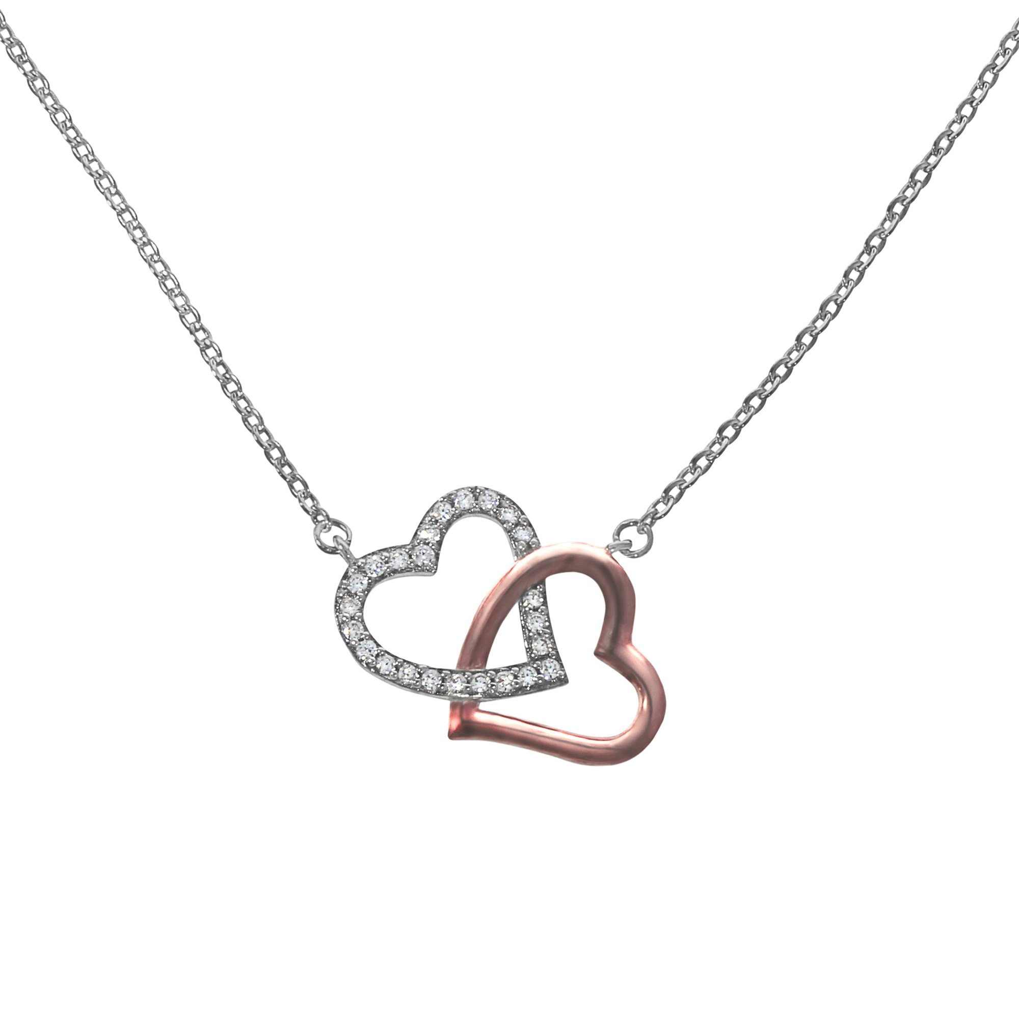 Kette mit Anhänger 925 Silber Herz Zirkonia